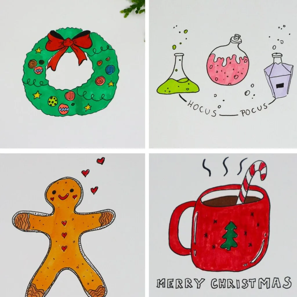 Merry Christmas Drawing Circle Template Graphic by Creative Designs ·  Creative Fabrica