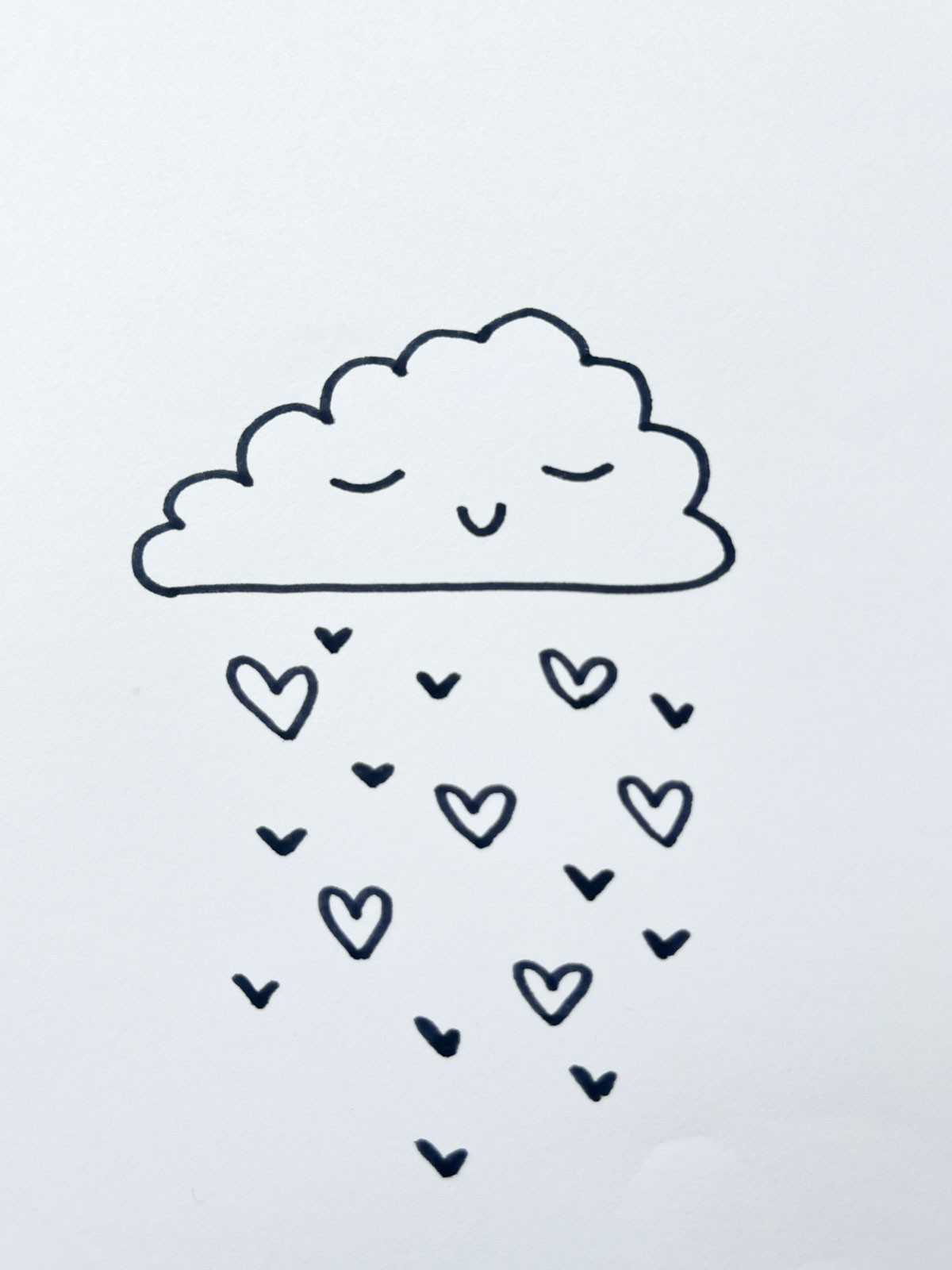 raining hearts drawing