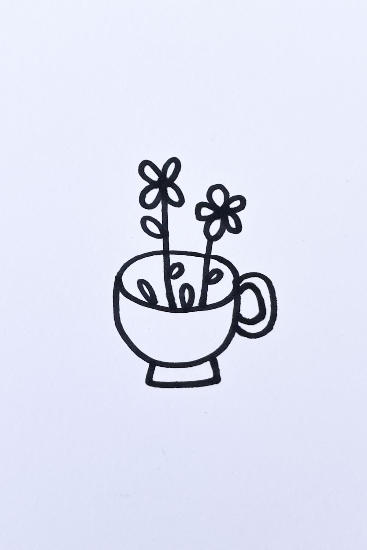 tea cup flower drawing