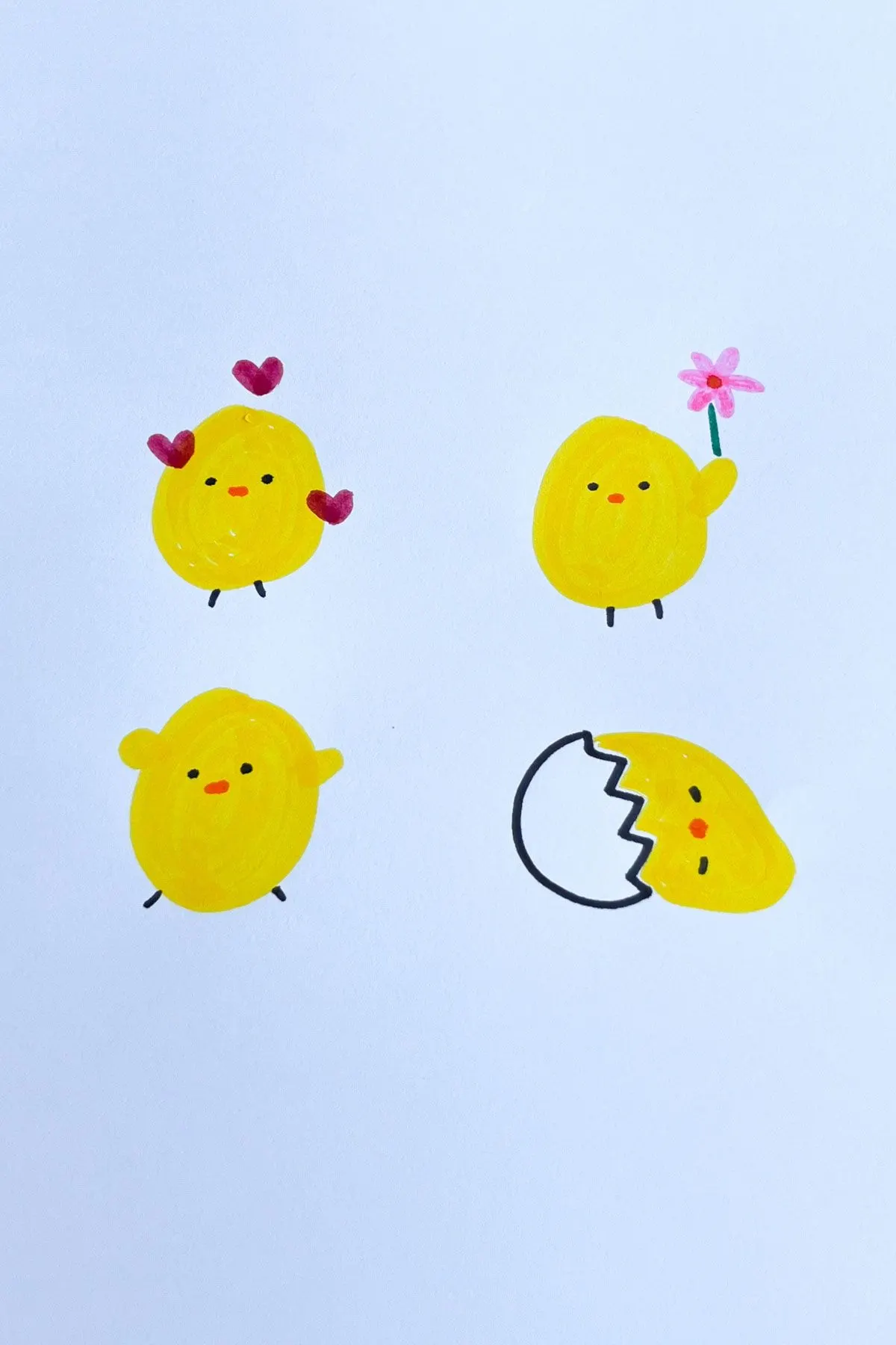 four chicks anime drawing