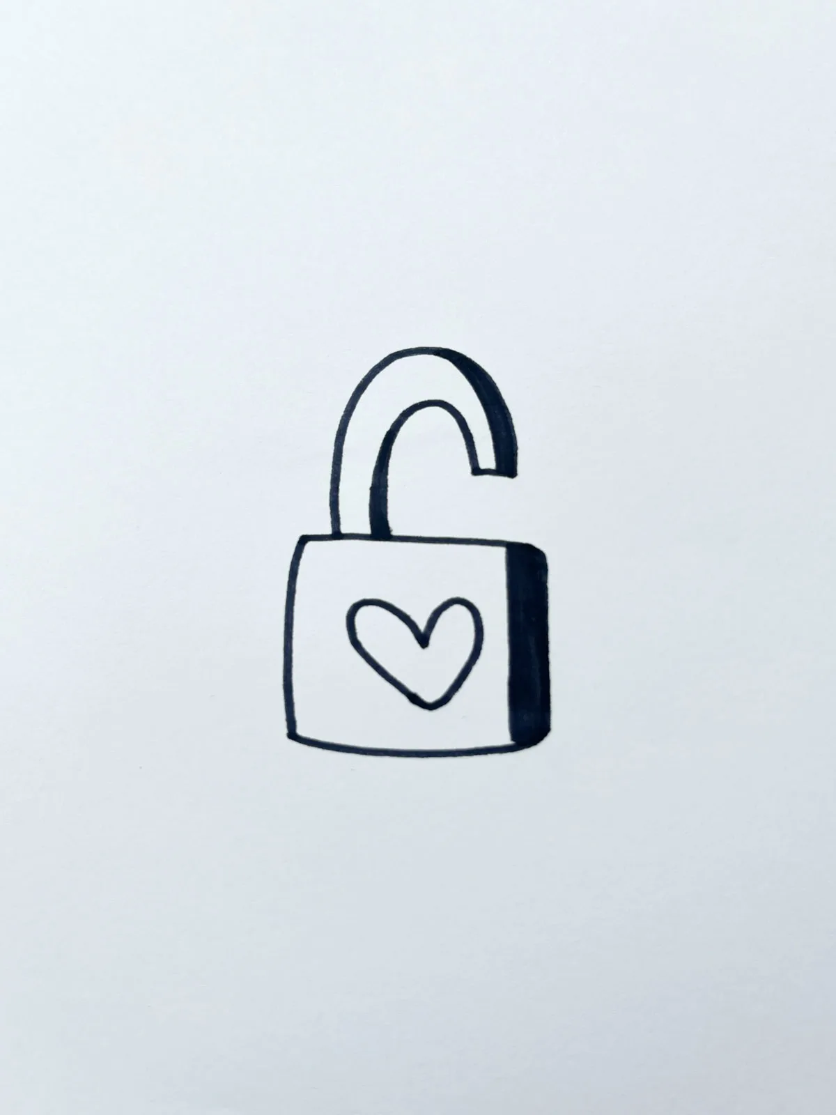 lock of love heart drawing