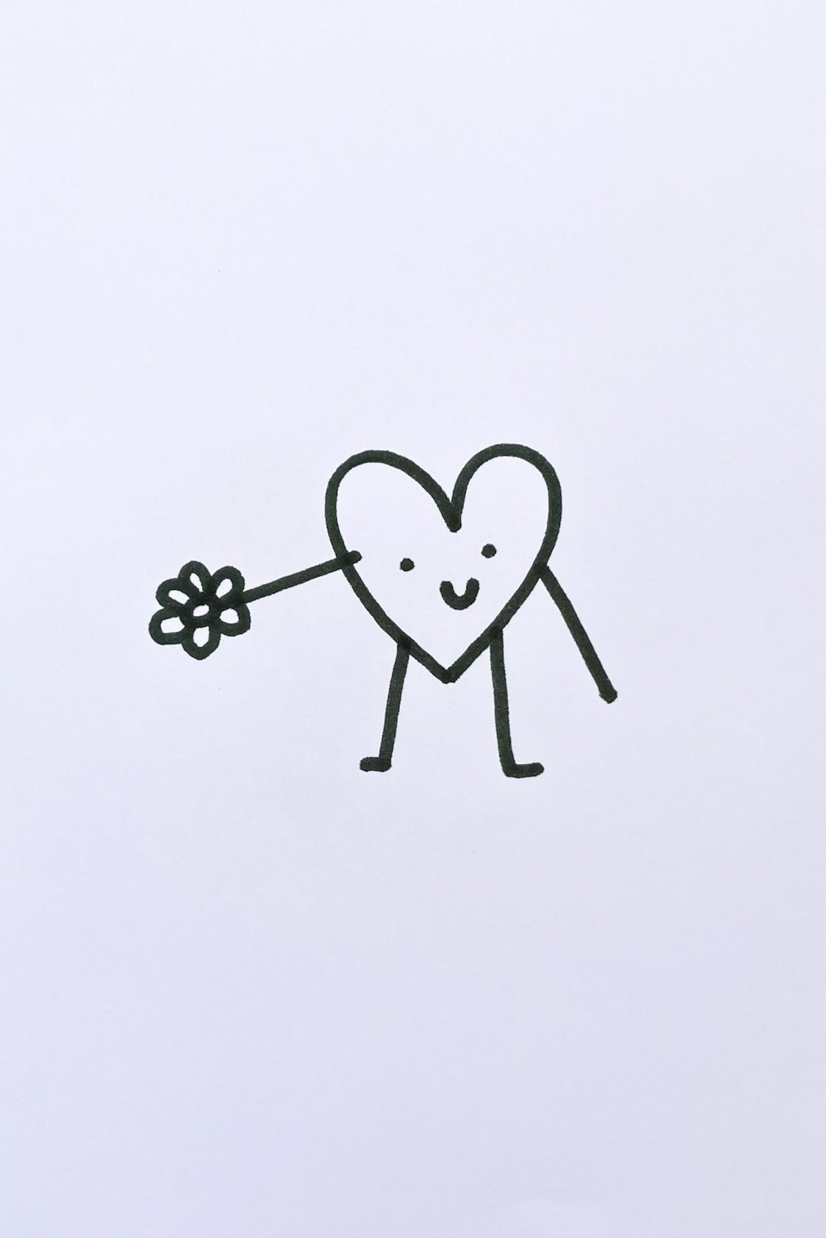 heart holding flower drawing