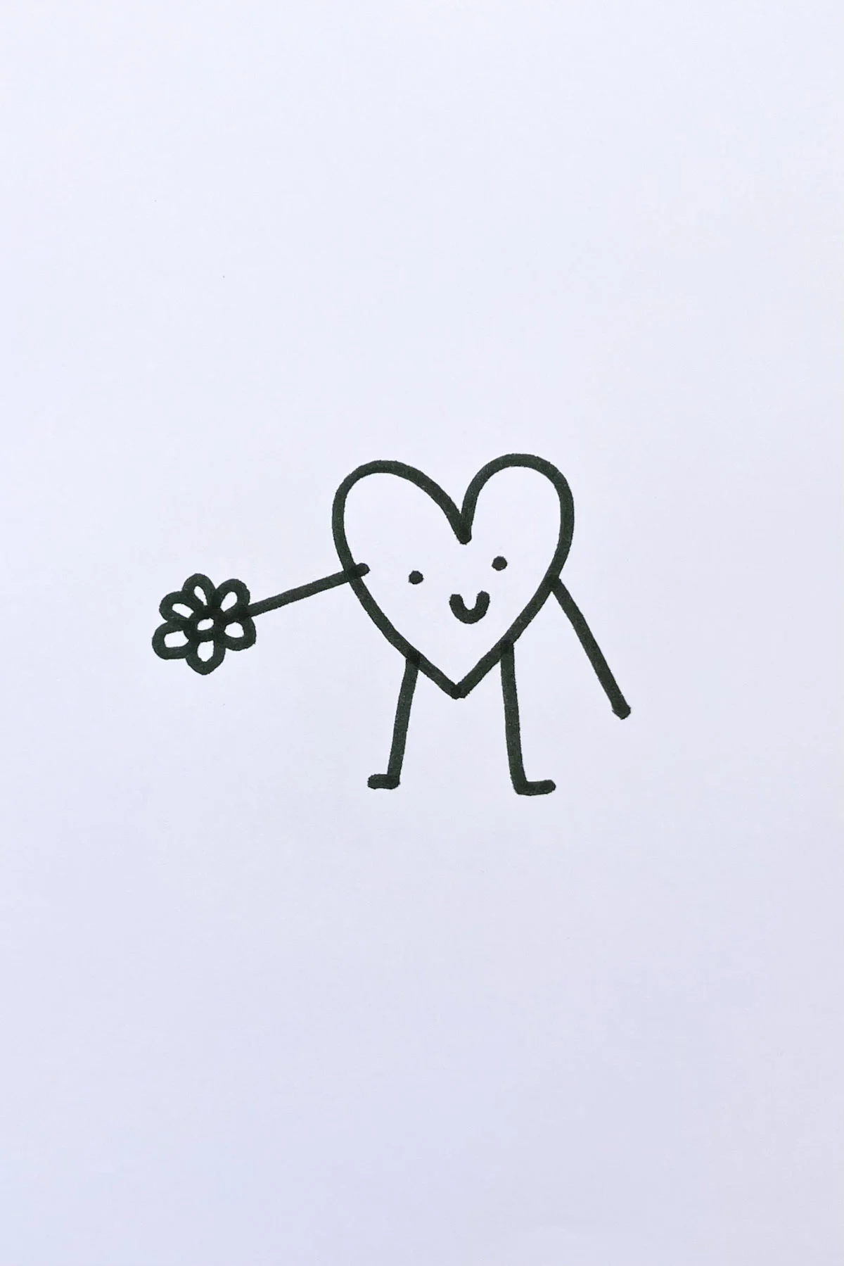 heart holding flower drawing
