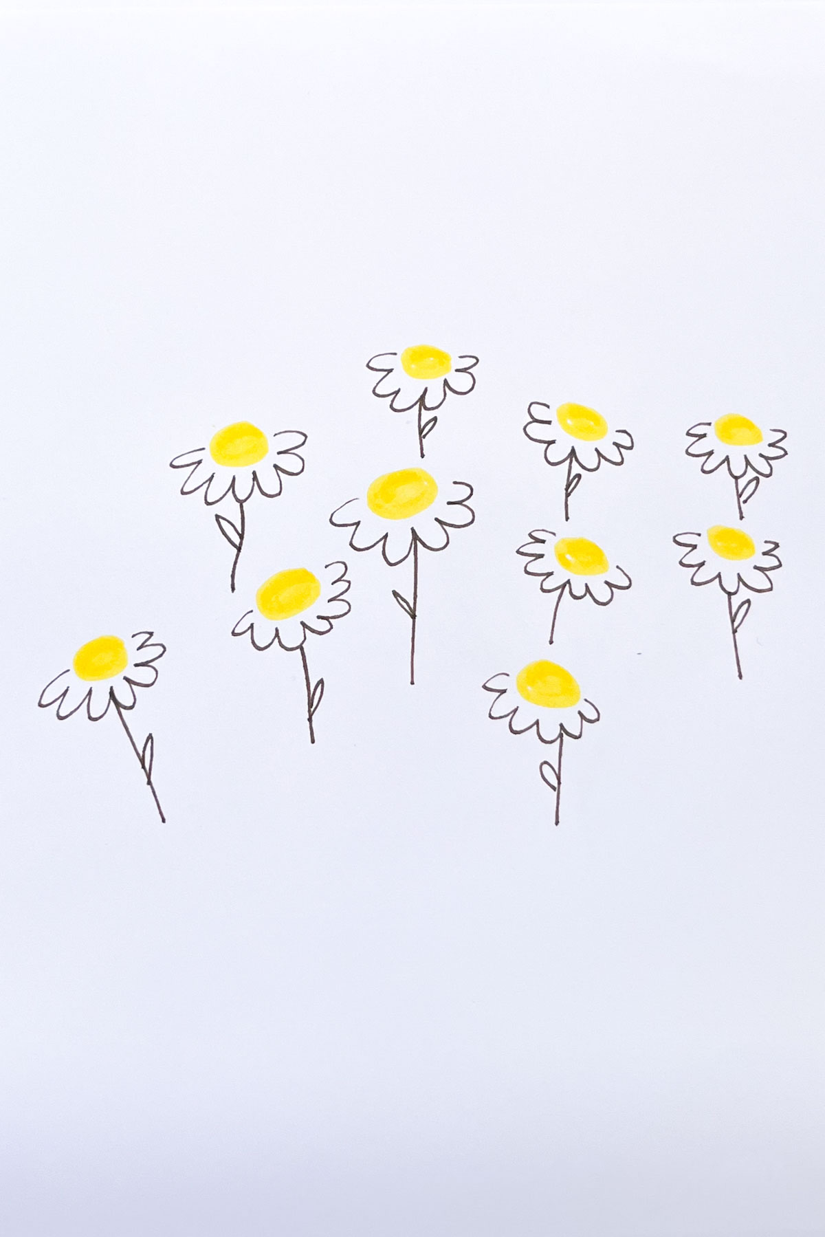 yellow daisies flower drawing idea