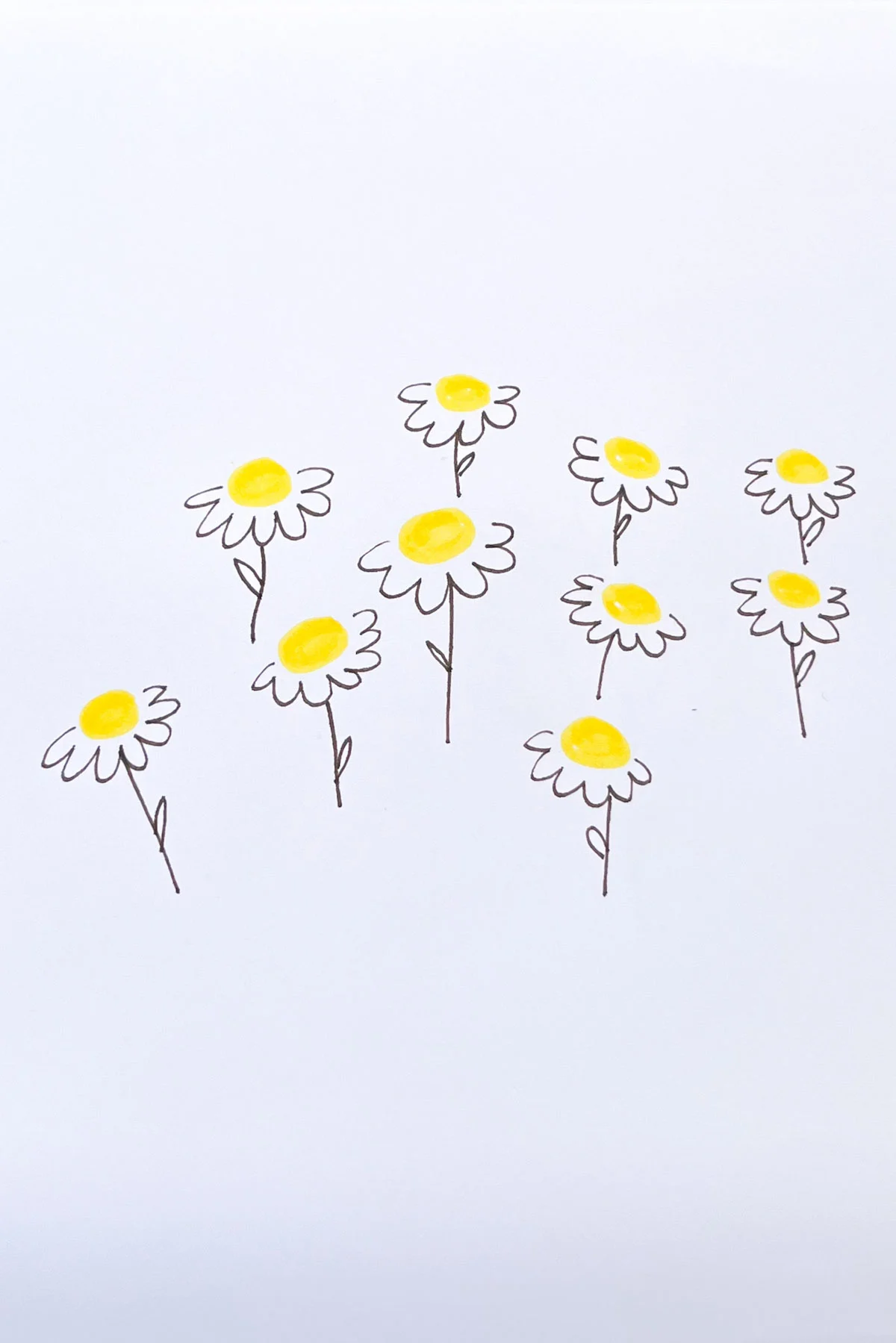 yellow daisies flower drawing idea