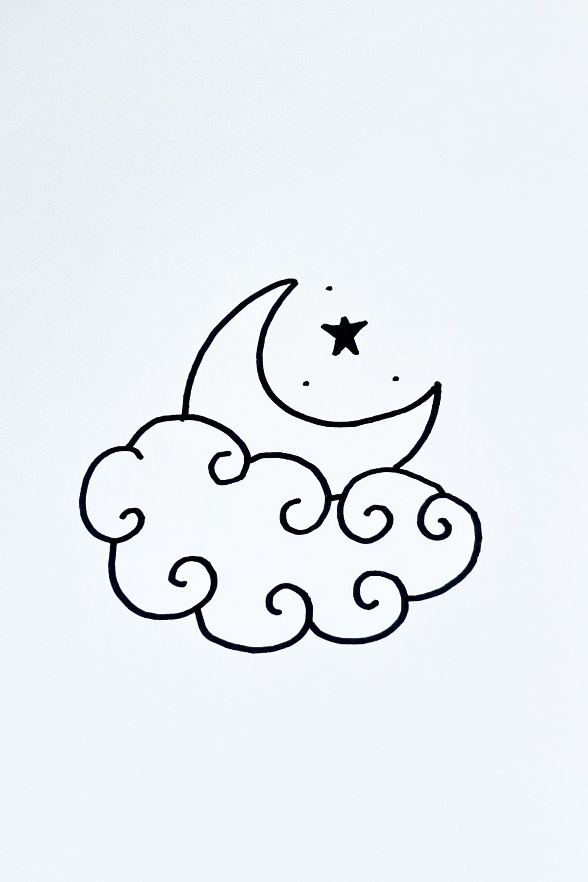 spiral cloud moon drawing