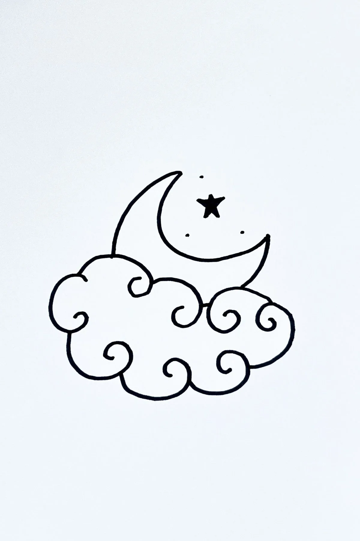 spiral cloud moon drawing