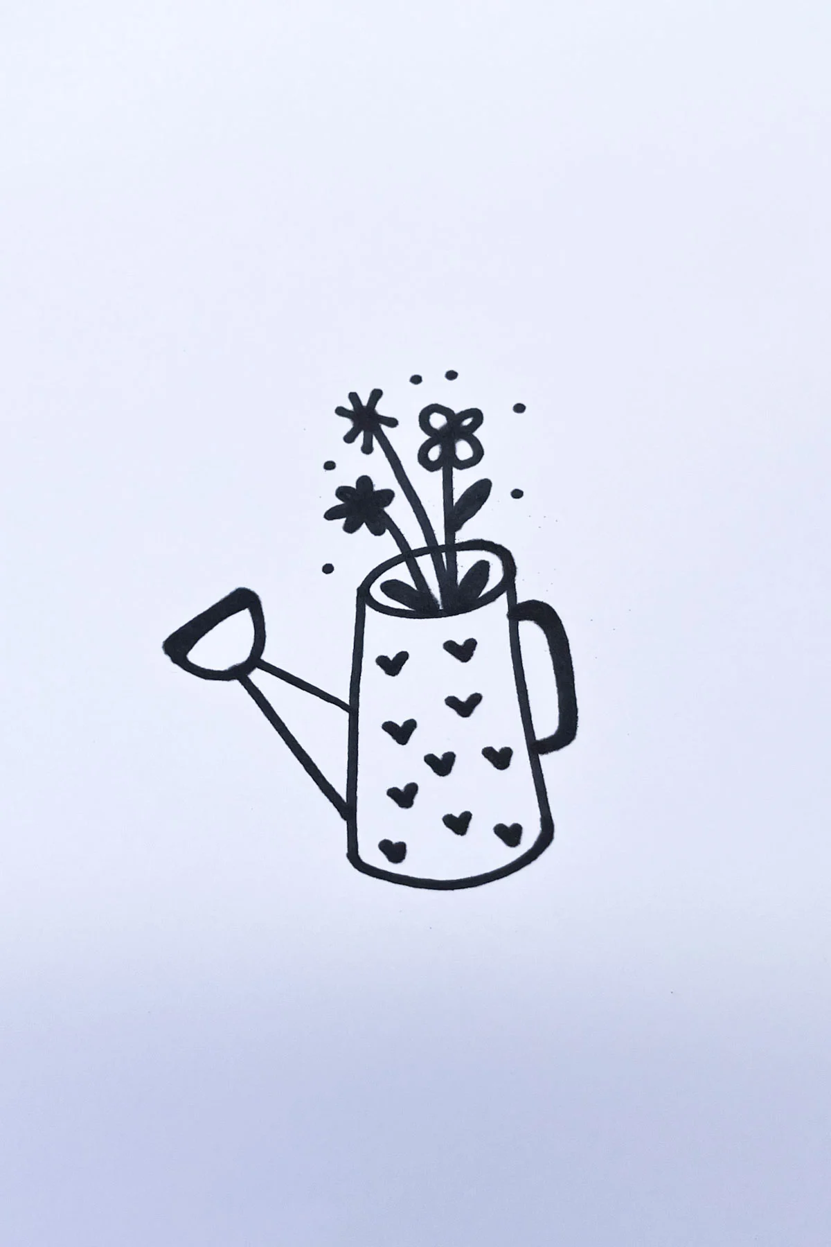 watering can flower drawing