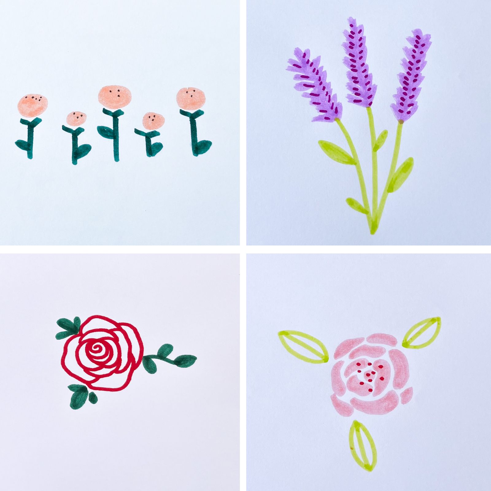 Drawing simple flowers on a white background Vector Image-saigonsouth.com.vn