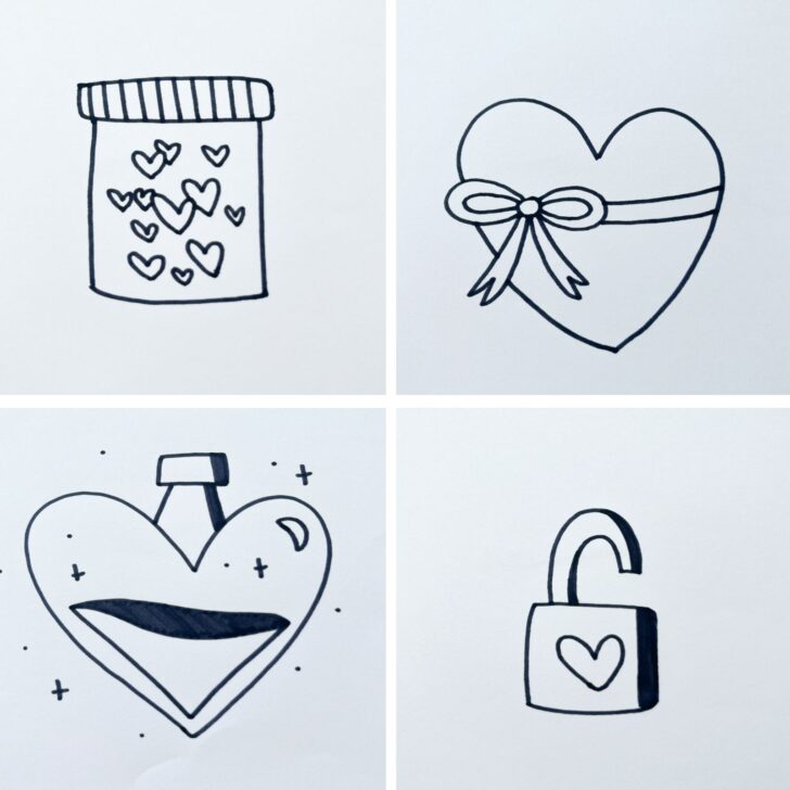 heart drawing and doodle ideas