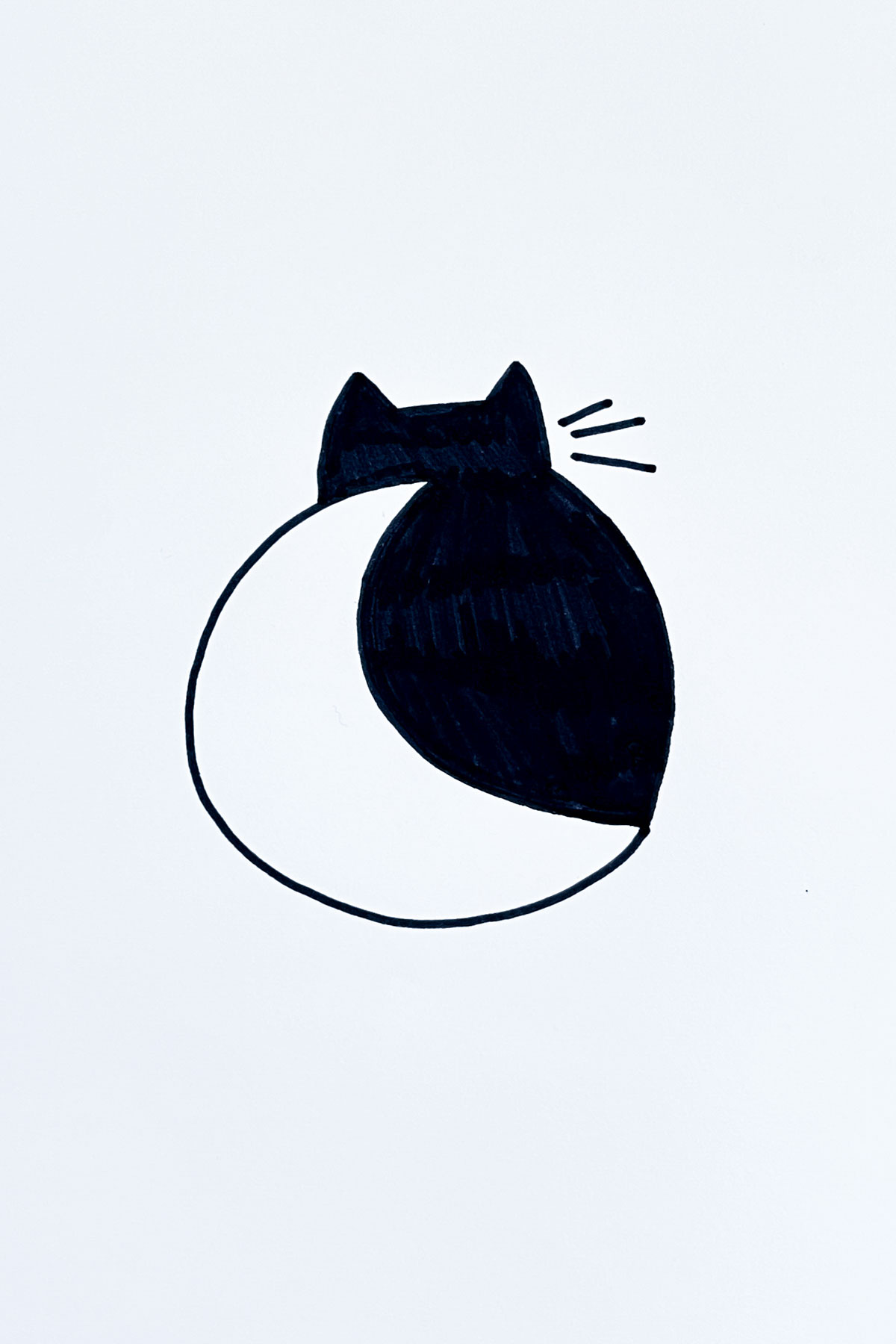 black cat moon drawing