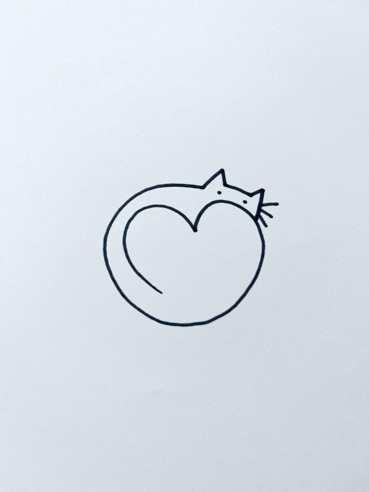 cute cat heart drawing