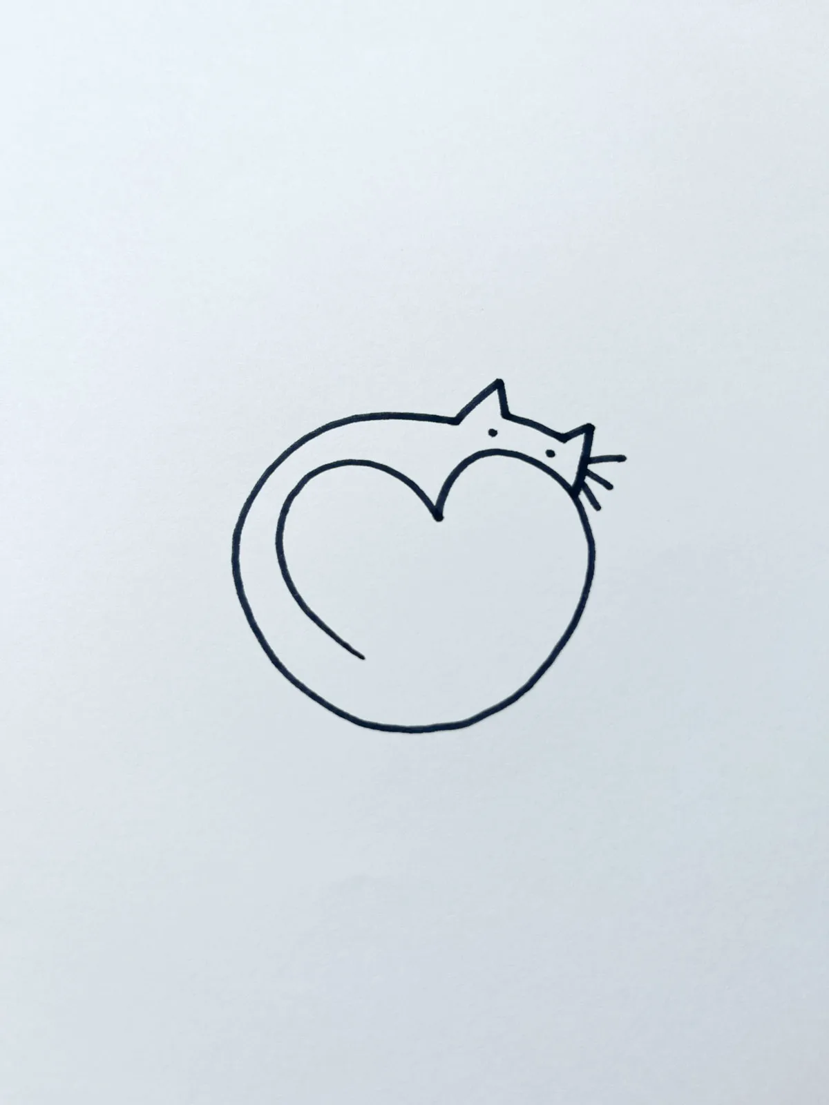 cute cat heart drawing