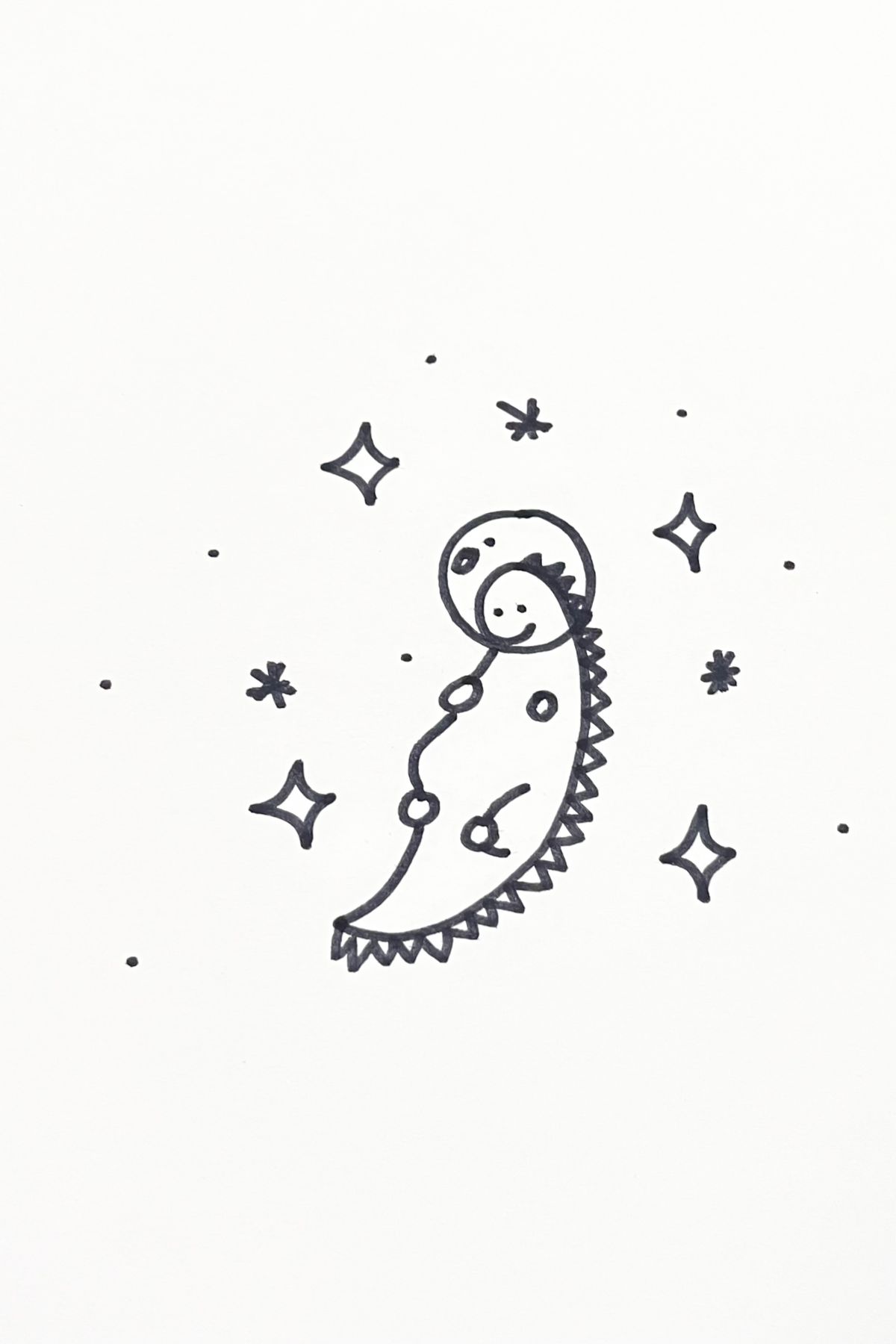 dinosaur in space drawing idea