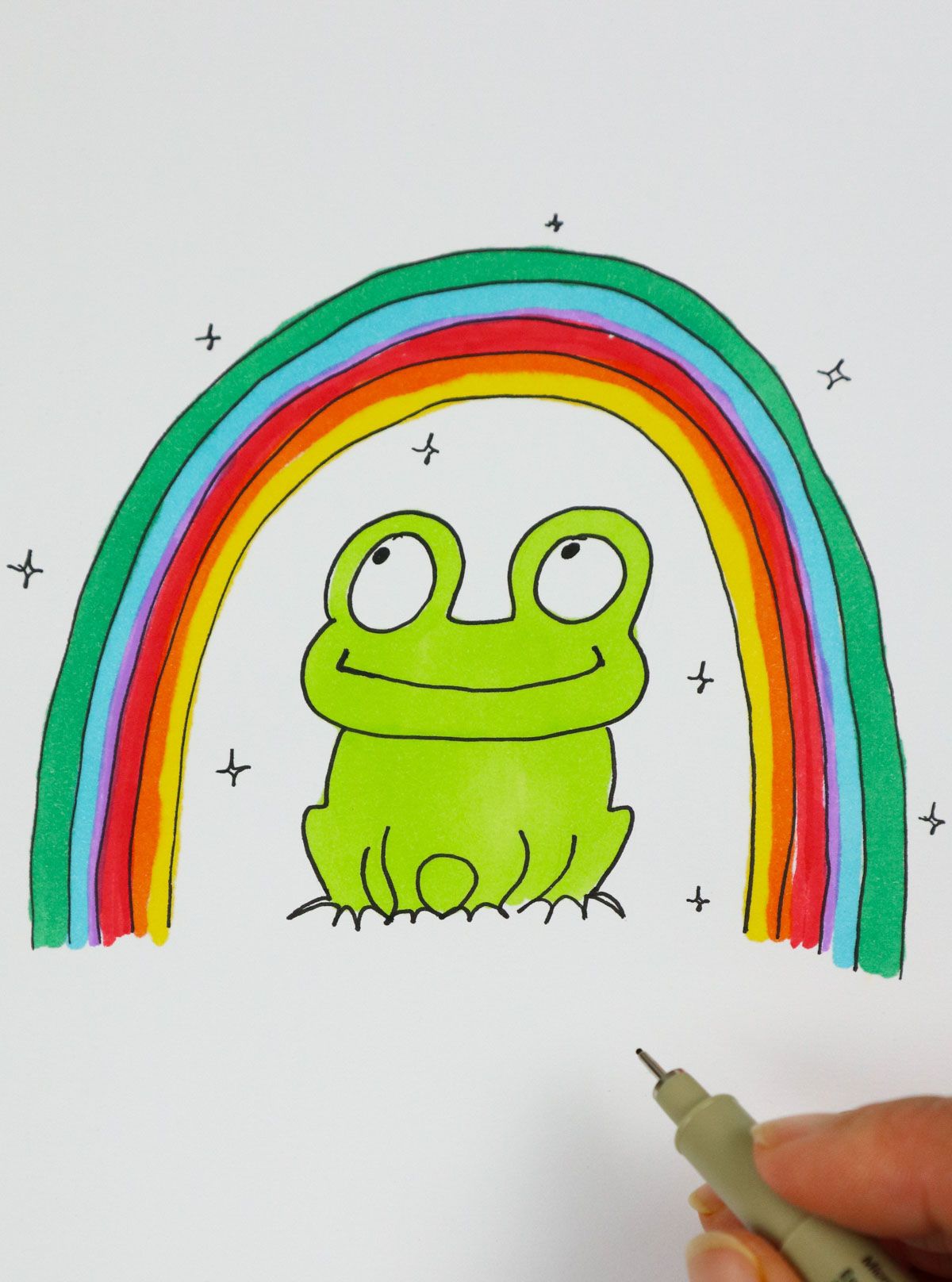 under the rainbow frog drawing