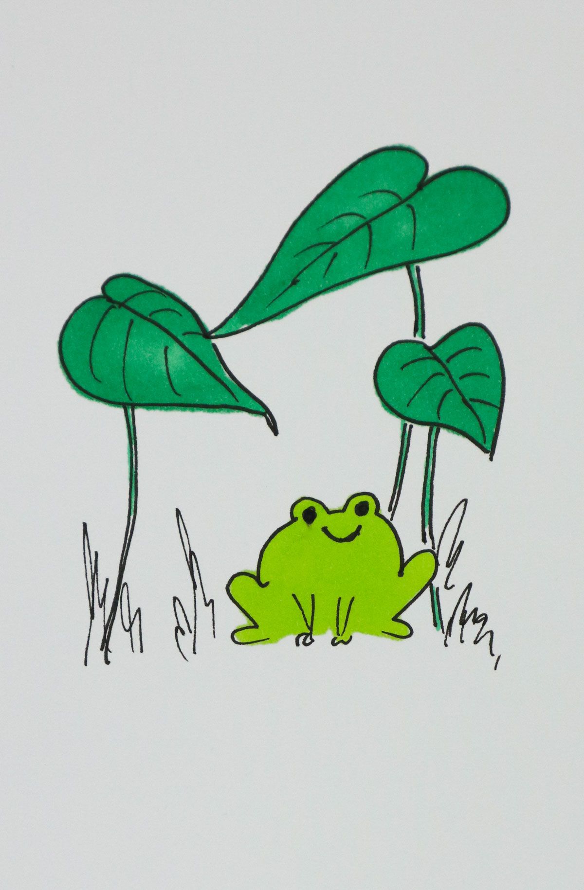 under the leaves frog drawing