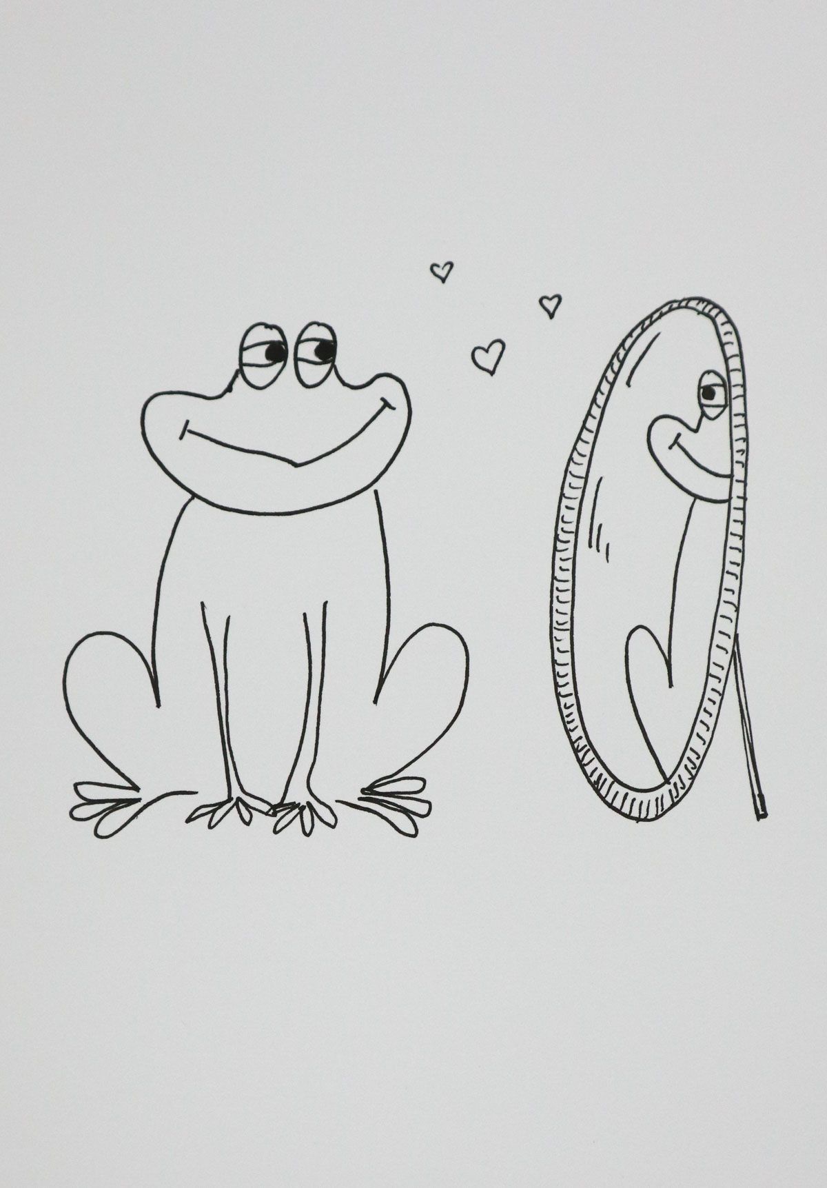 frog in the mirror drawing