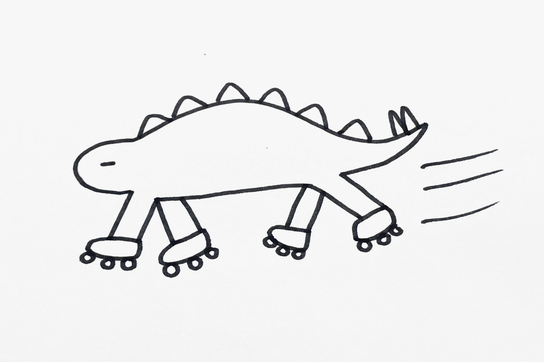  Rollerblading Dinosaur drawing