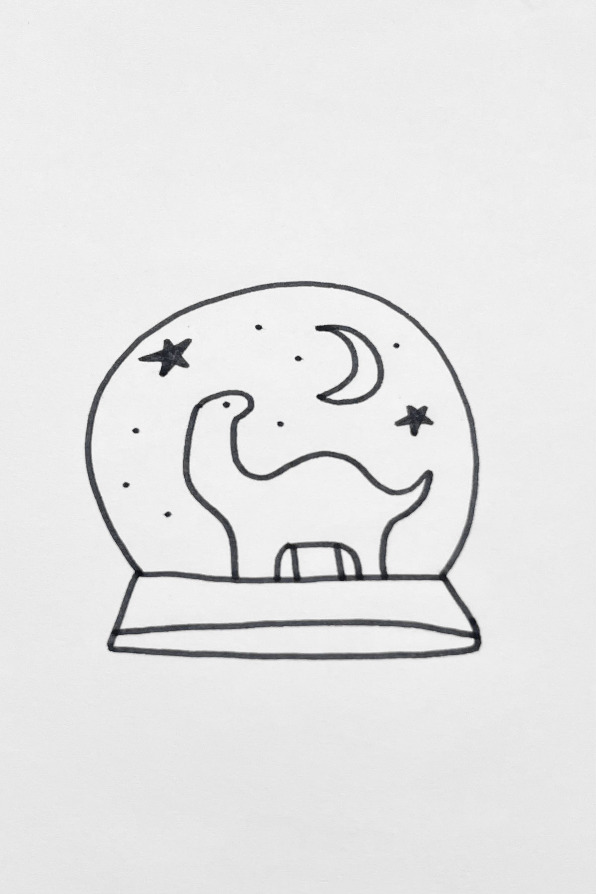 Dinosaur Snow Globe drawing