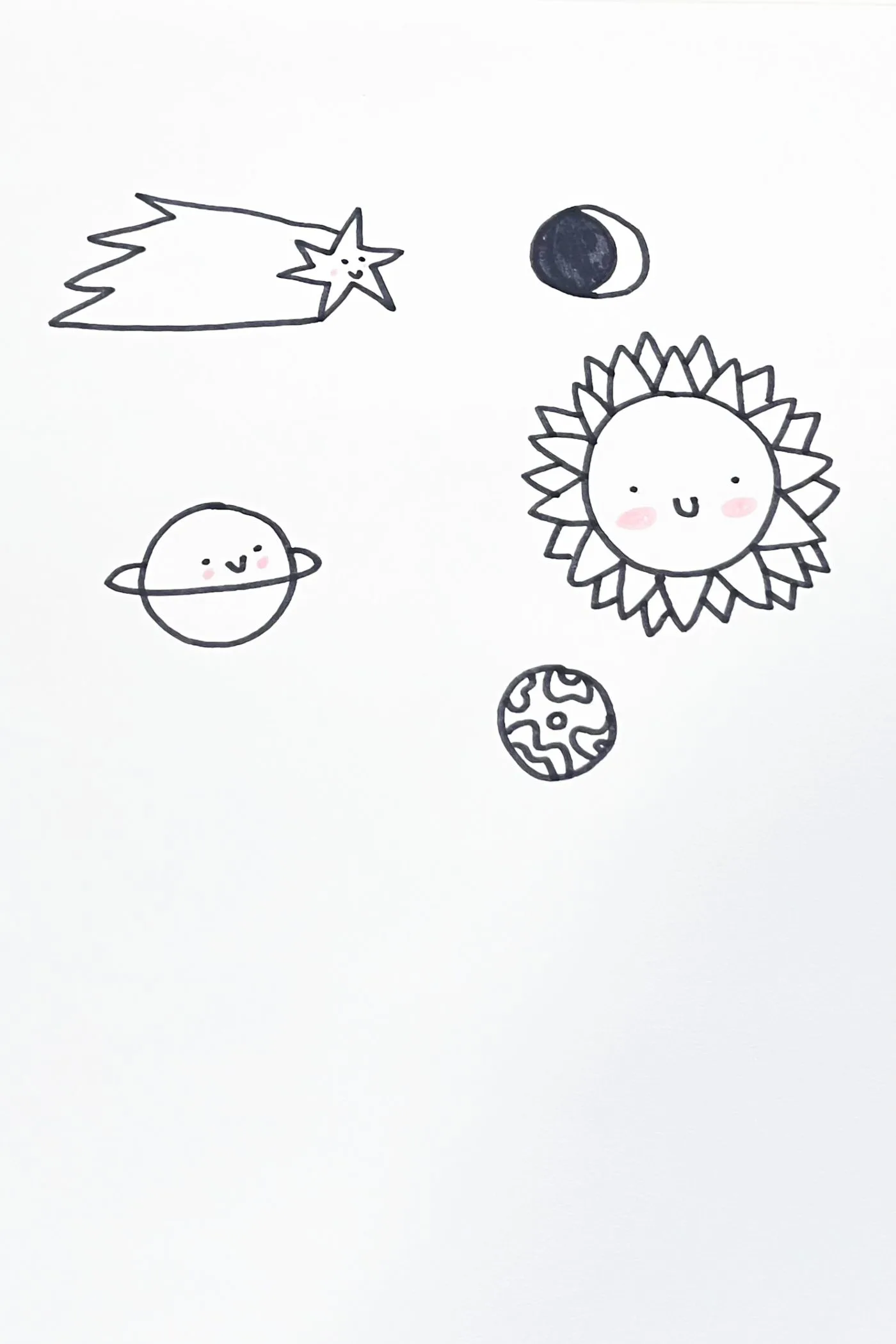smiling stars and planets drawing idea