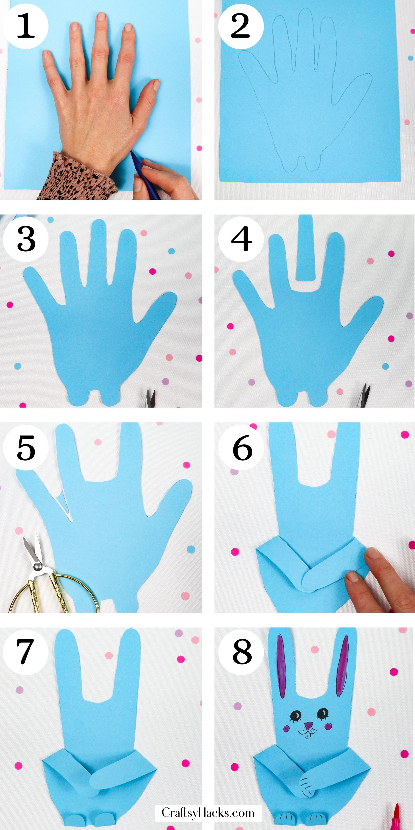 step by step instructions for Handprint Bunnies