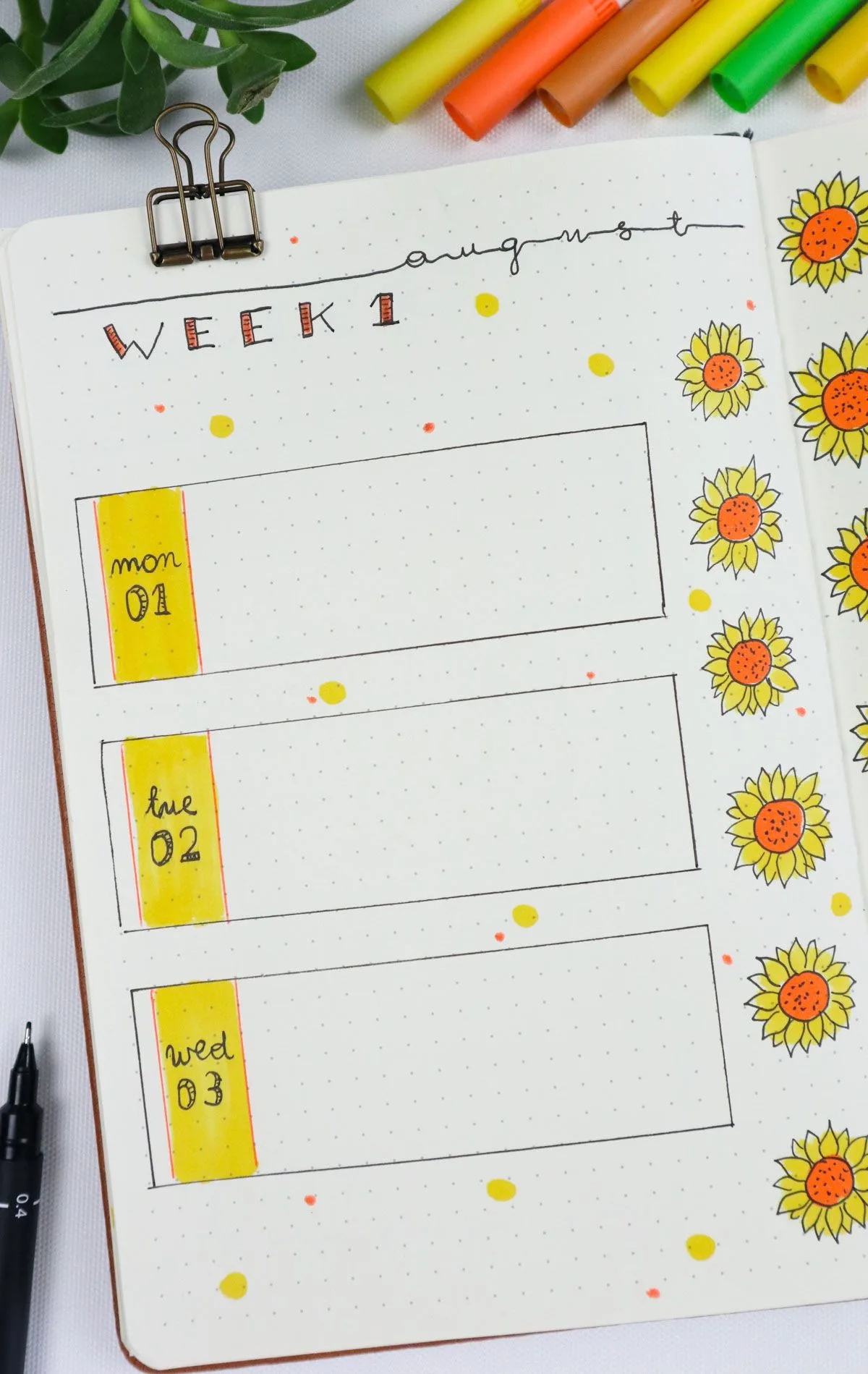 25 Sunflower Bullet Journal Spreads - Craftsy Hacks