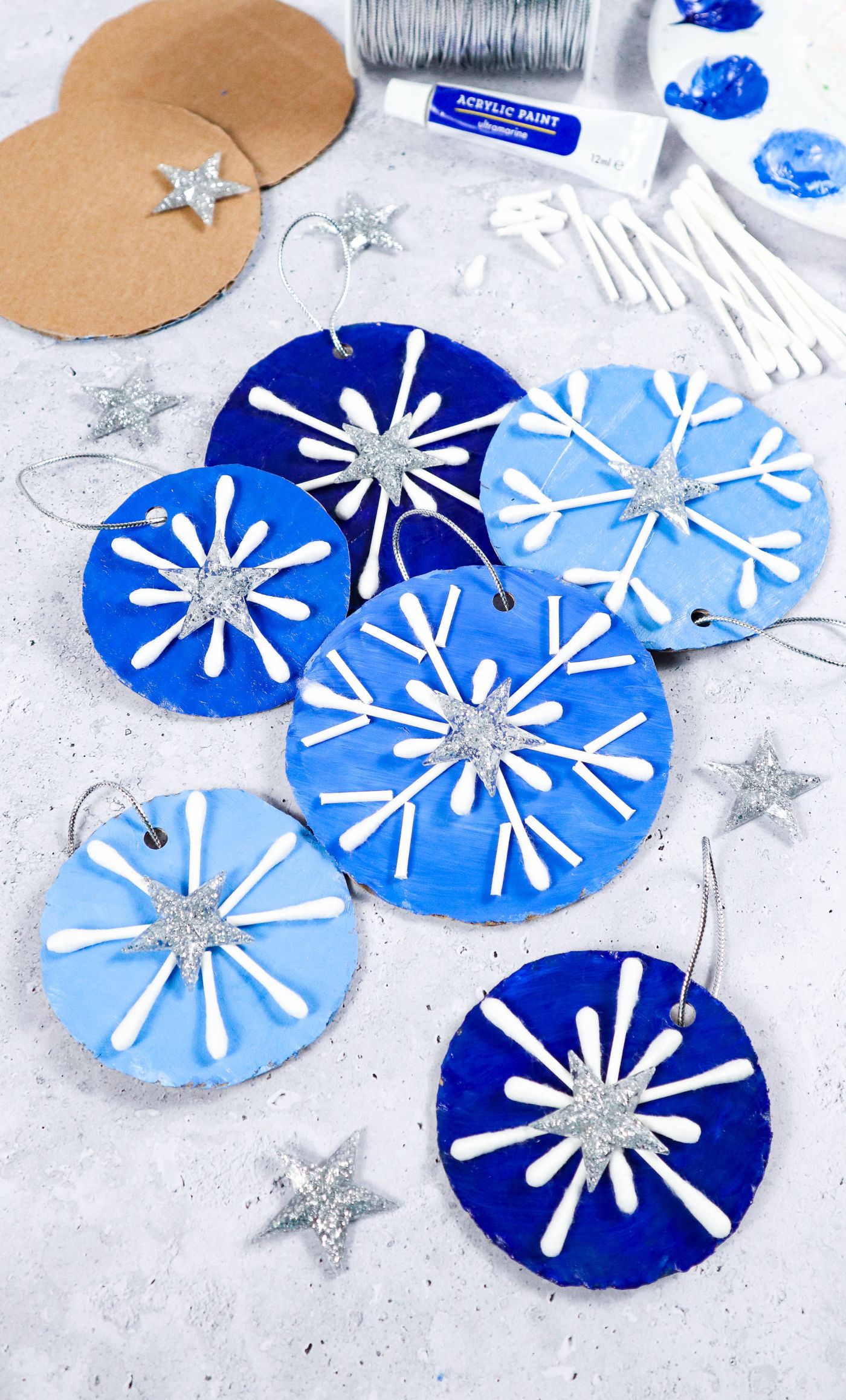 Q-Tip Snowflakes craft for kids