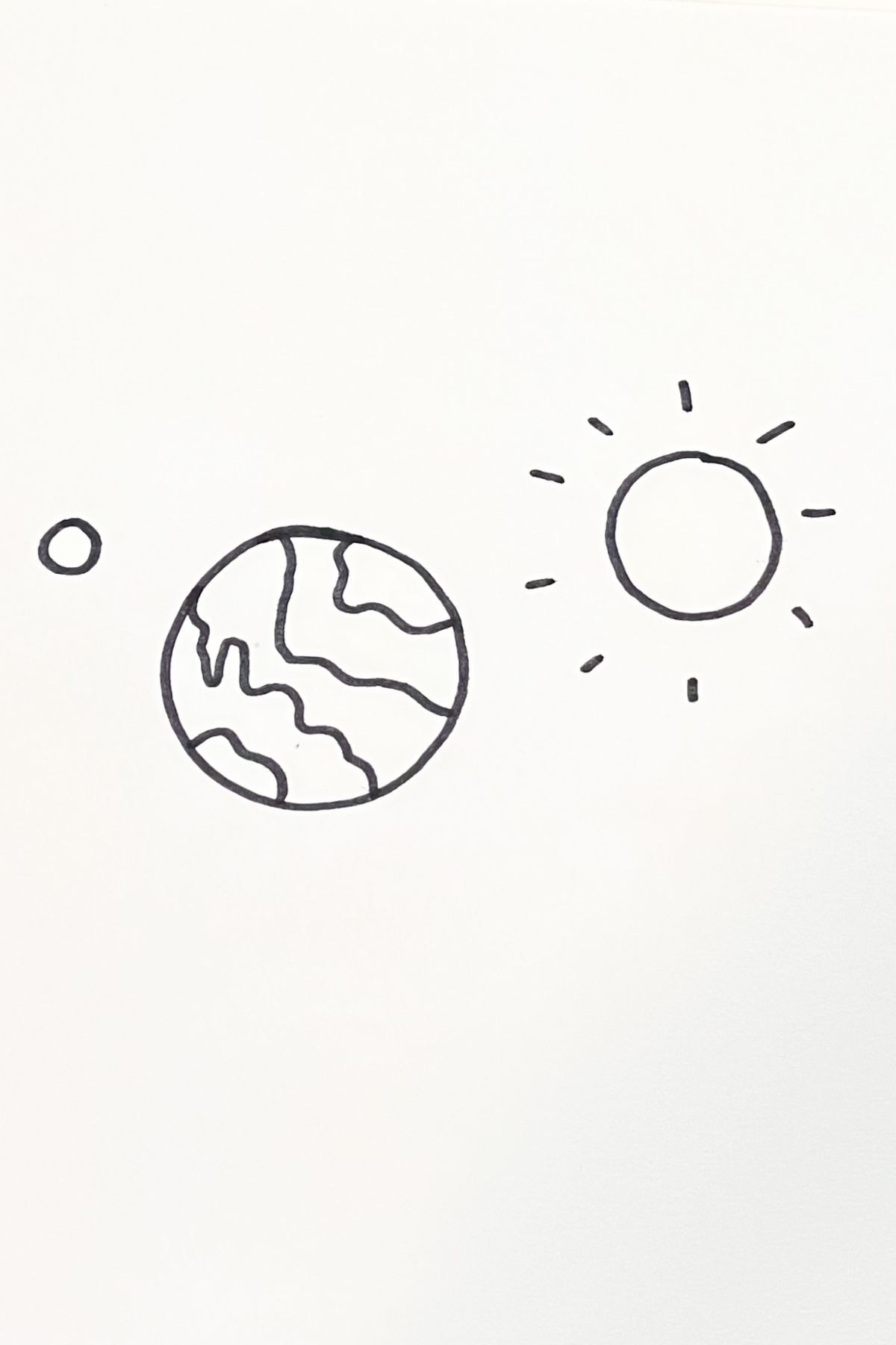 Earth sun and moon drawing idea