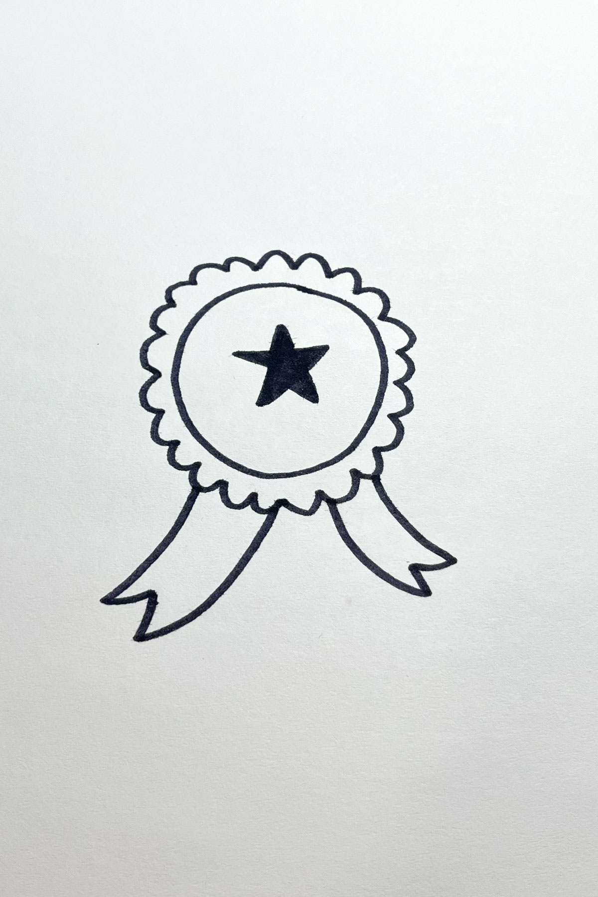 Gold star medal drawing