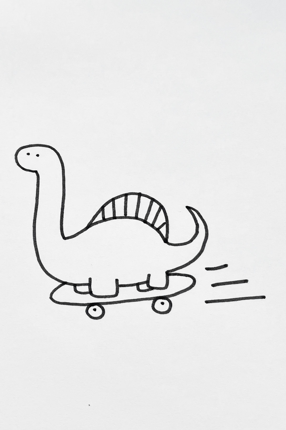 Skateboarding Dino drawing