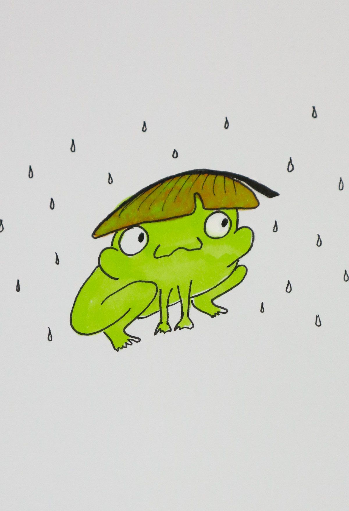 leaf hat frog drawing