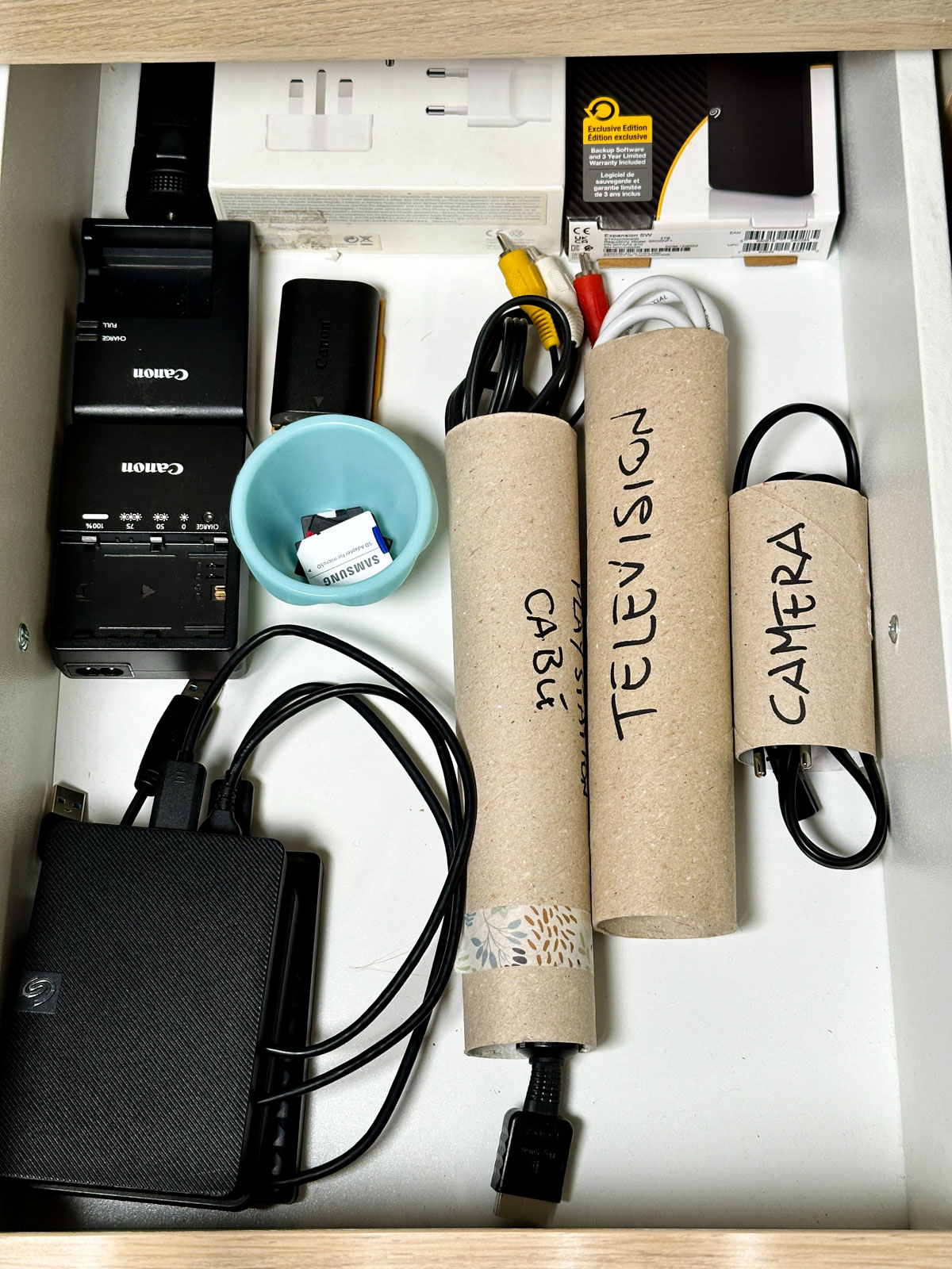 Use Toilet Paper Rolls to Store Cables