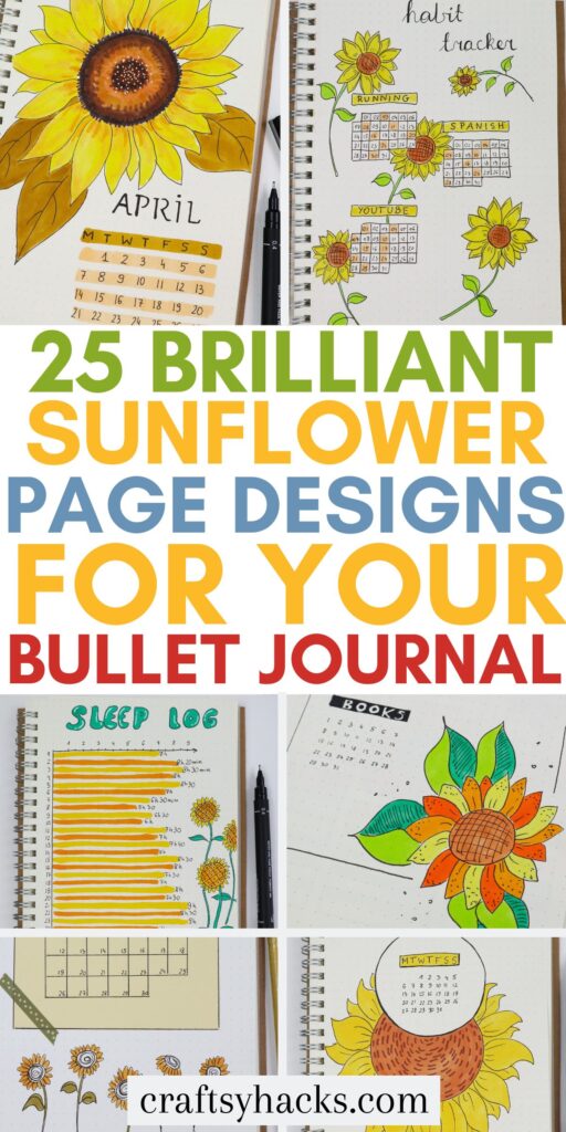 sunflower bullet journal page designs