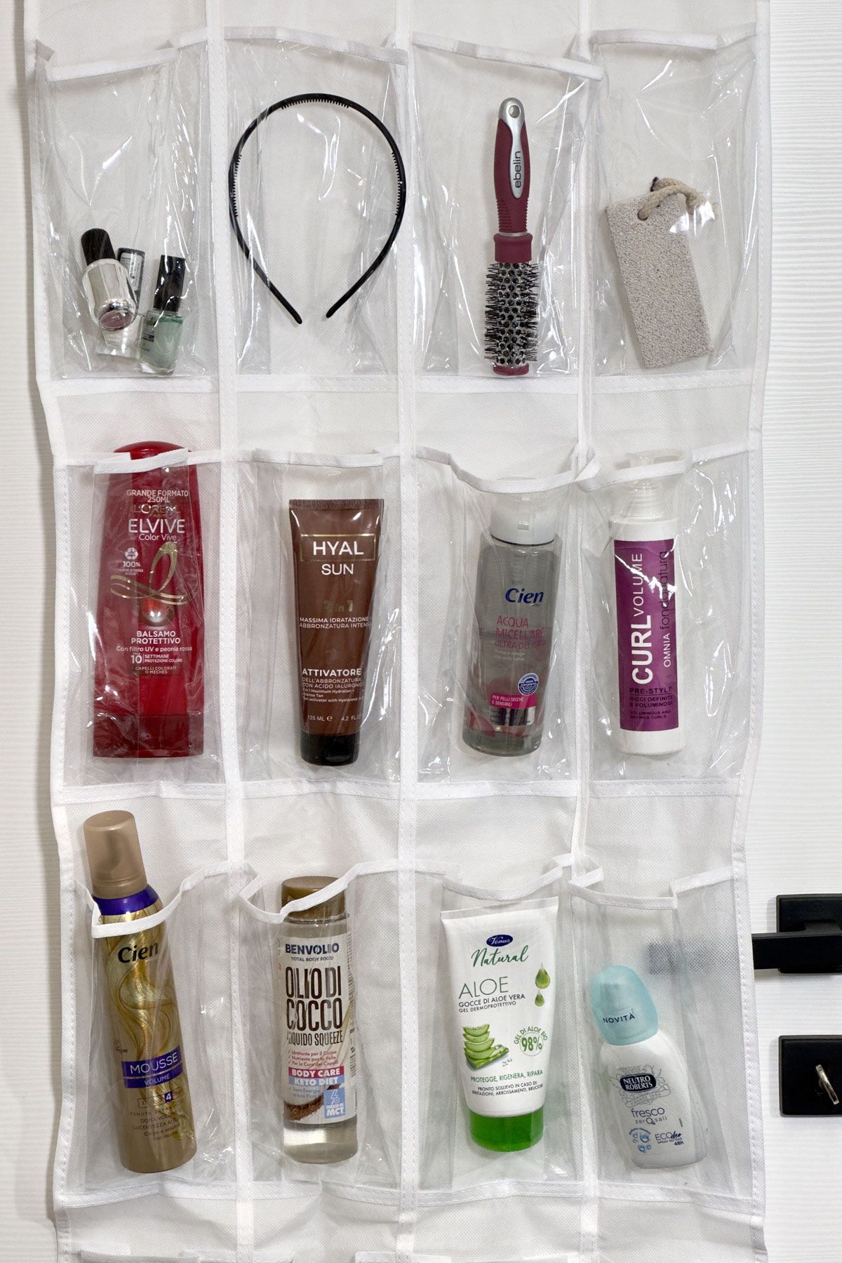 Use An Over Door Shoe Organizer For Products