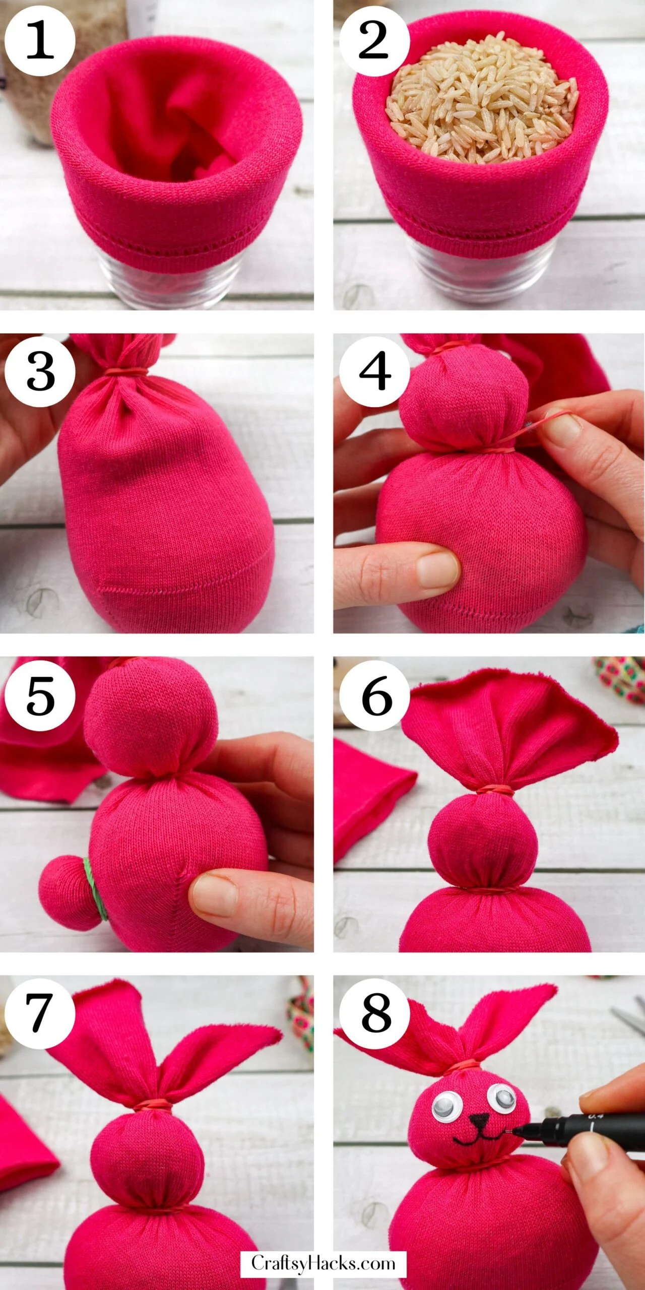 step by step instructions for DIY Easter Sock Bunnies