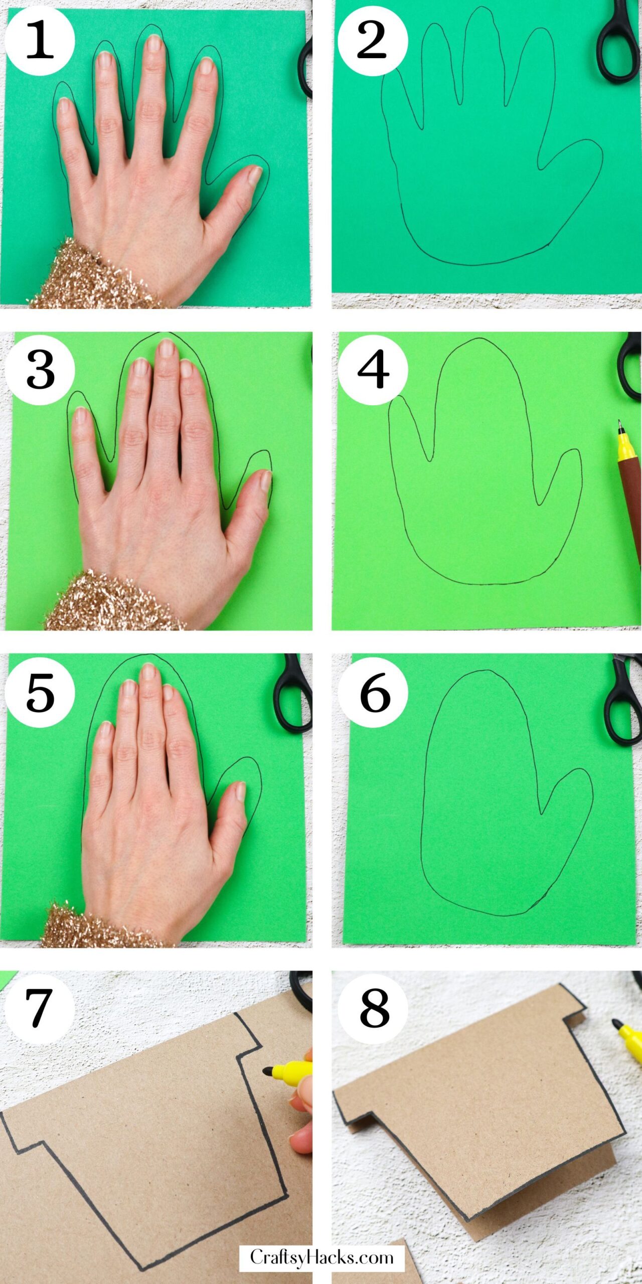 step by step instructions to make a DIY Handprint Cactus