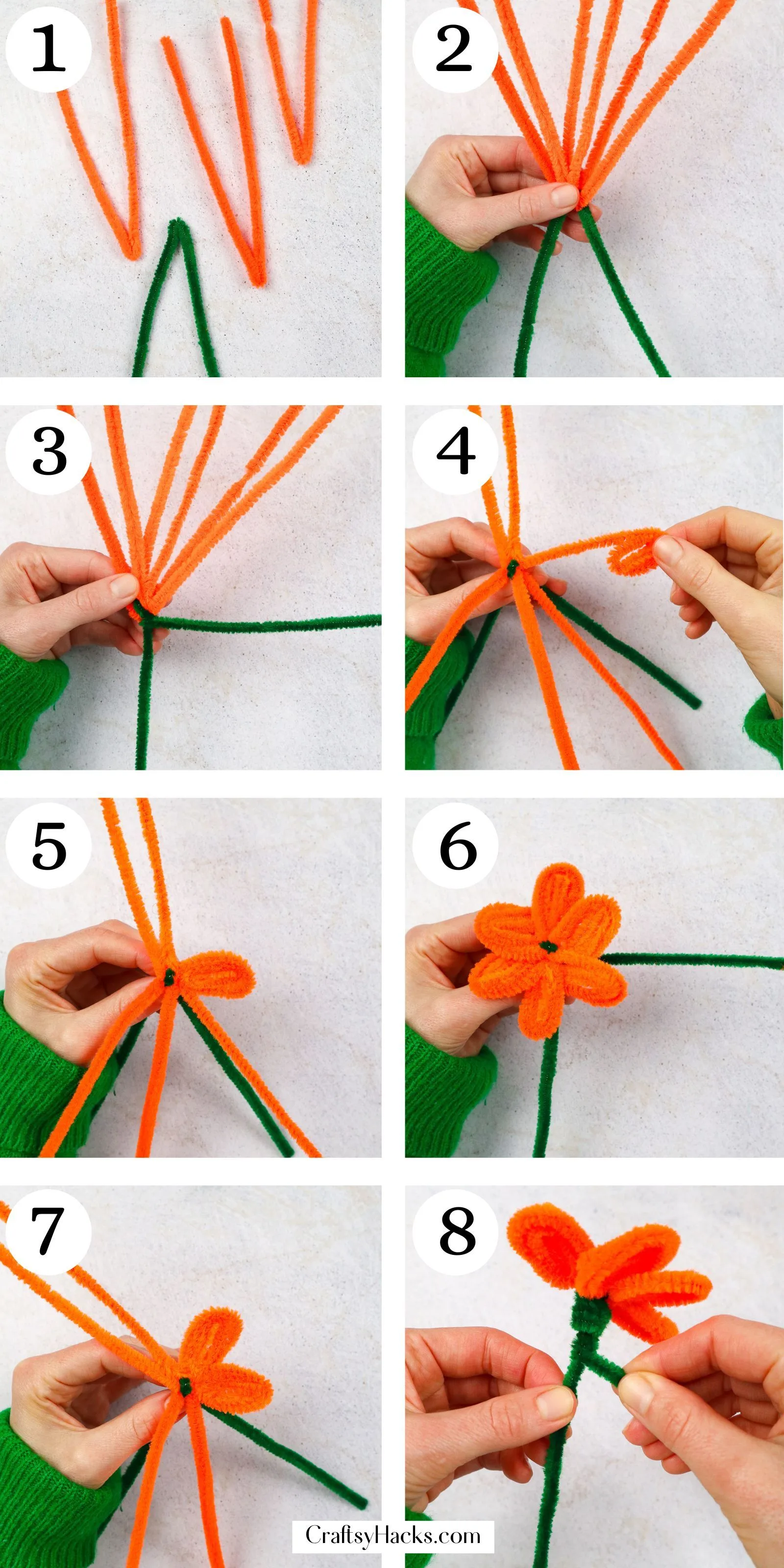 step by step instructions for Pipe Cleaner Flowers