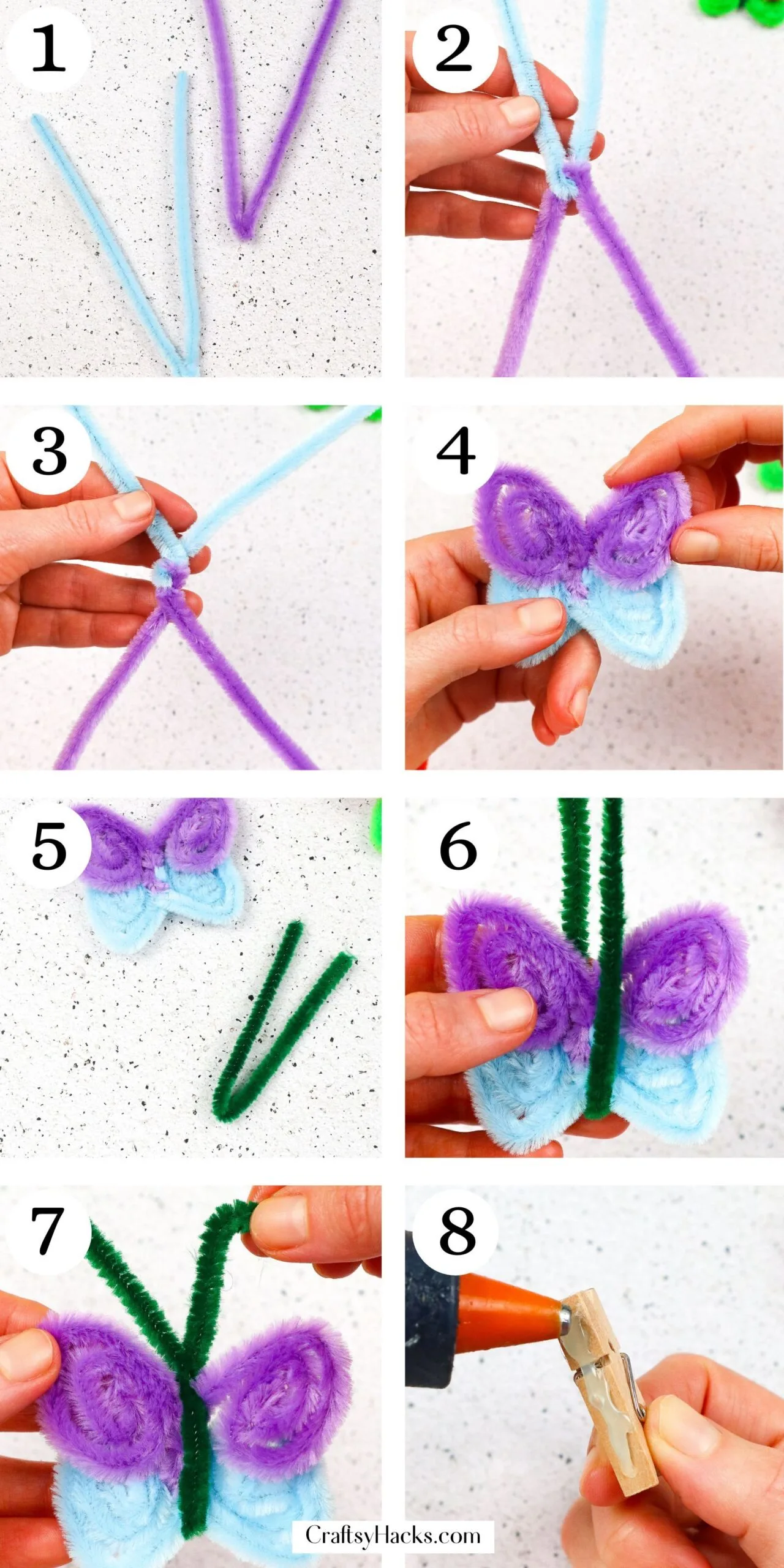 step by step instructions for Pipe Cleaner Butterflies