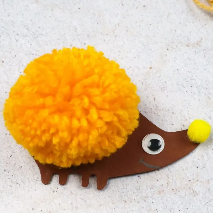 DIY Pom Pom Hedgehog featured