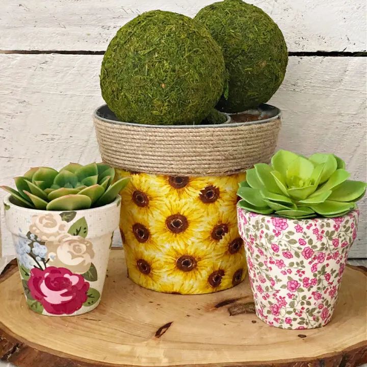 Fabric Covered Flowerpots