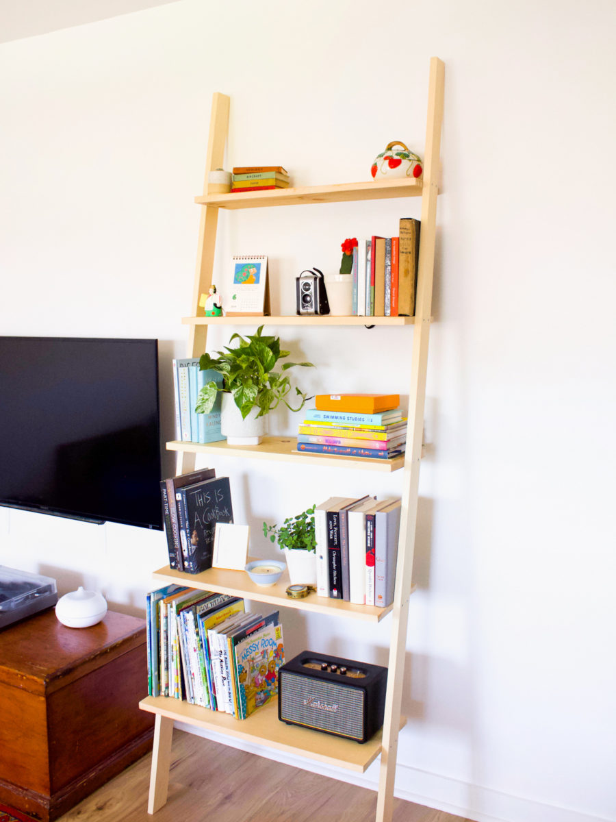 DIY Leaning Bookshelf Storage