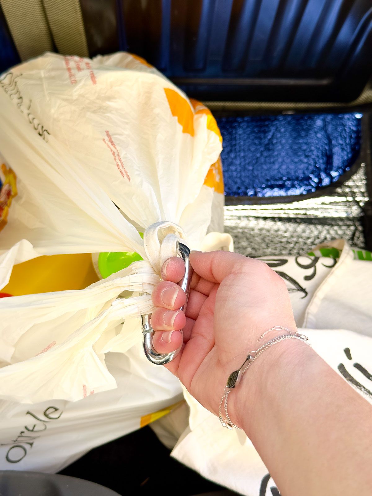 Use a Carabiner Hook to Carry Multiple Plastic Bags