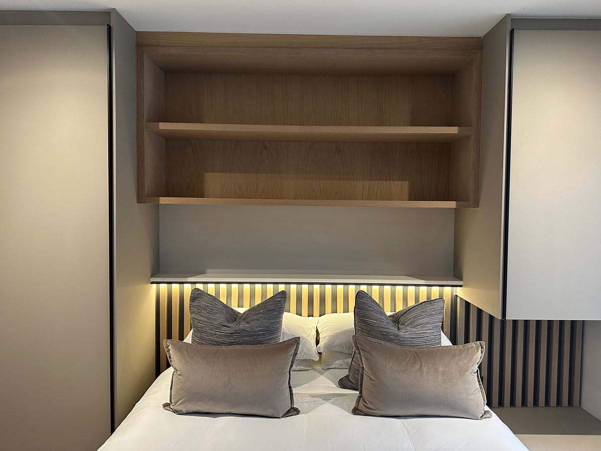 above bed shelving