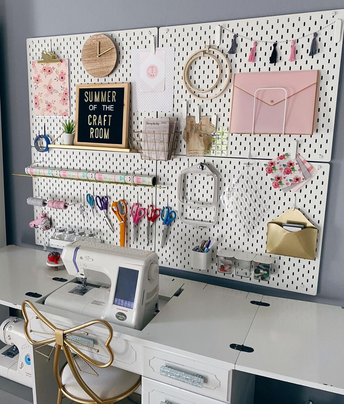 Pegboards for craft supplies