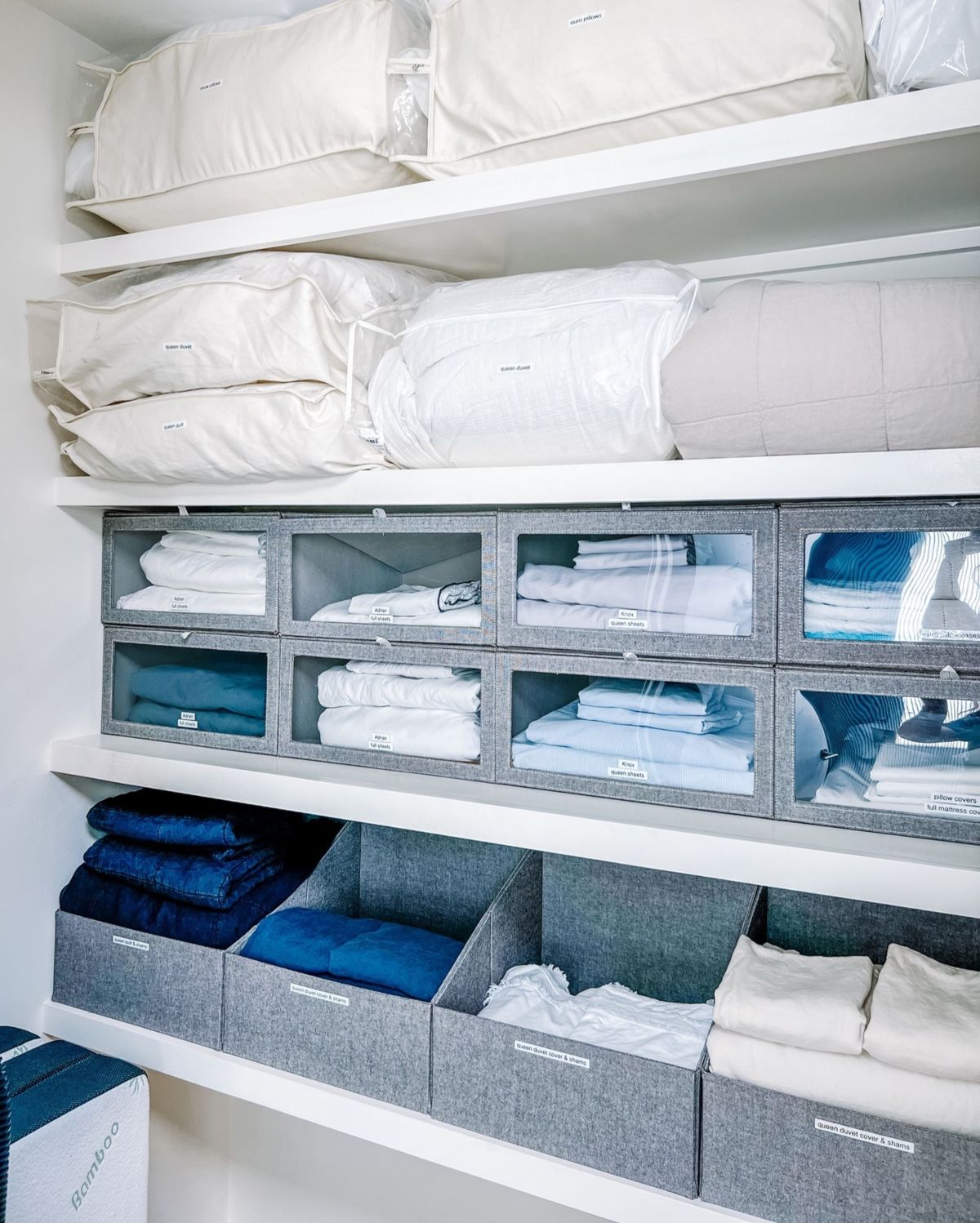 linen bins for sheet storage