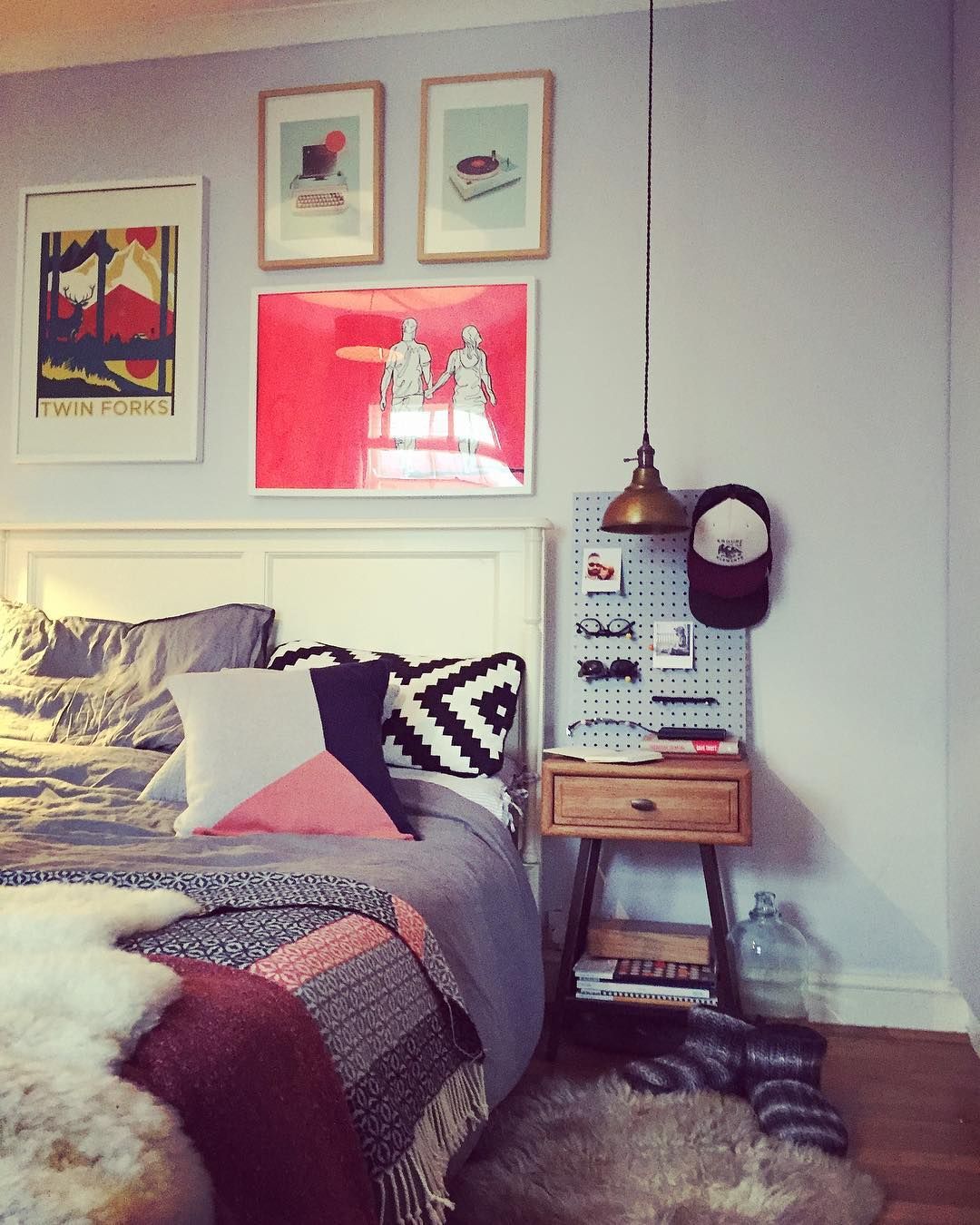 Pegboard Nightstand Storage