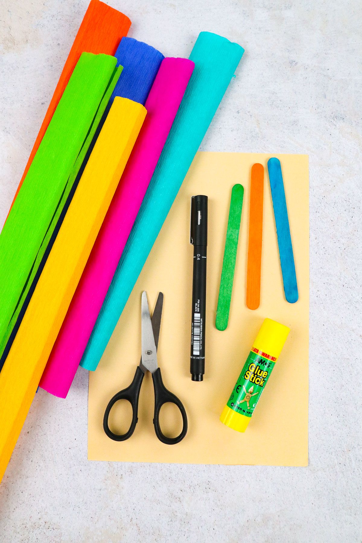 craft supplies for Popsicle Tissue Paper Craft