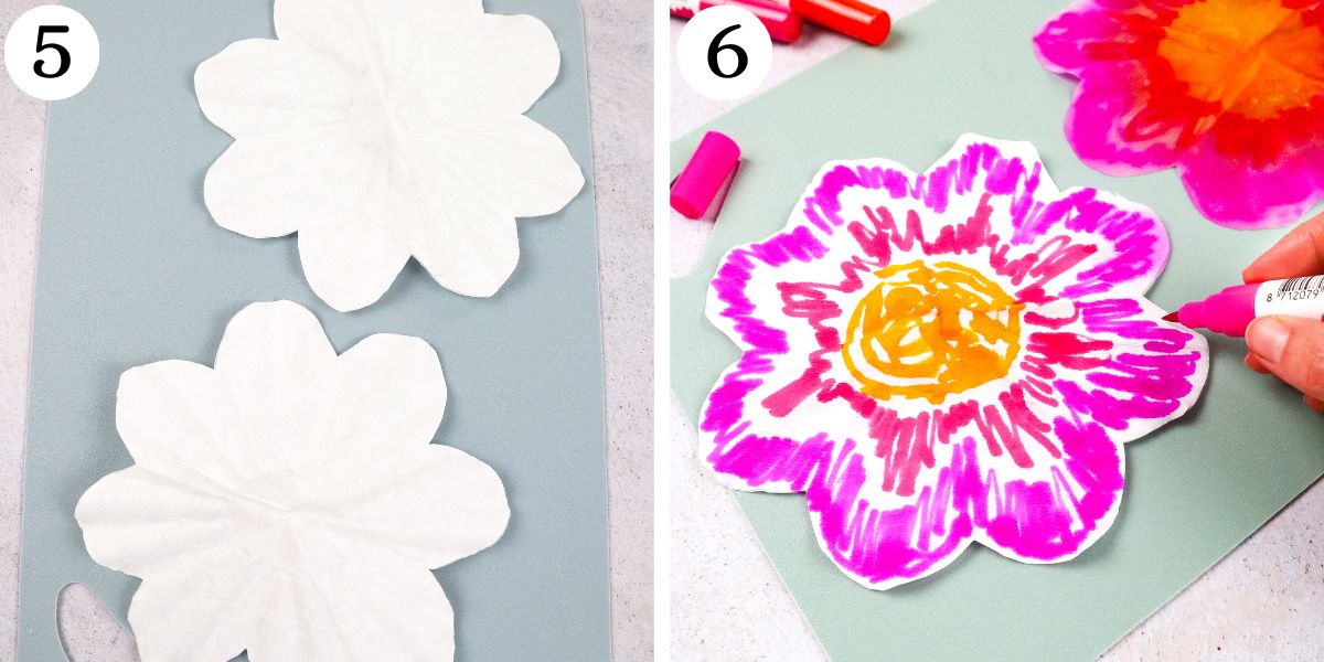 color your Coffee Filter Flowers