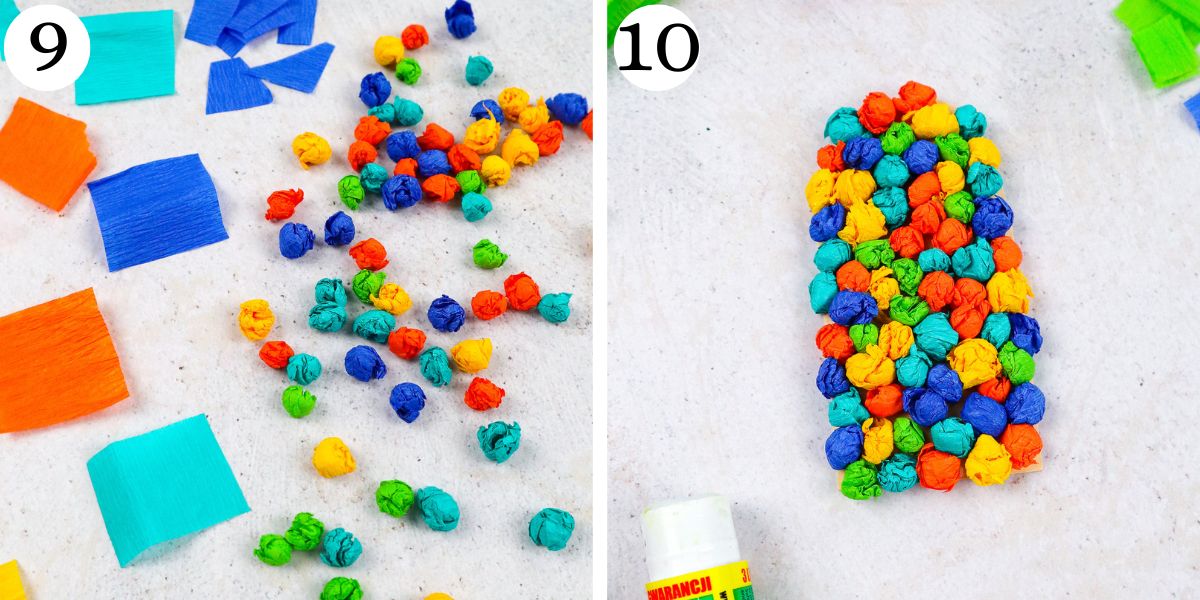 make tissue paper dots to stick on popsicle