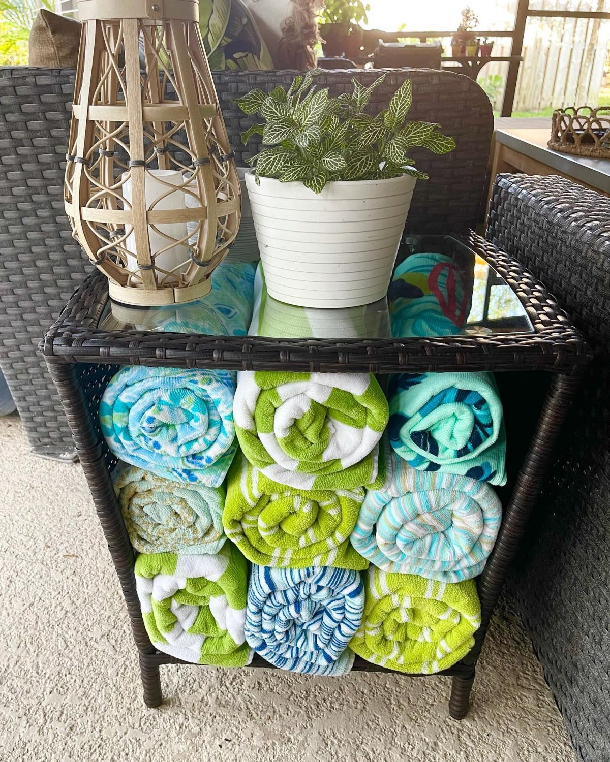 Under a Patio Side Table